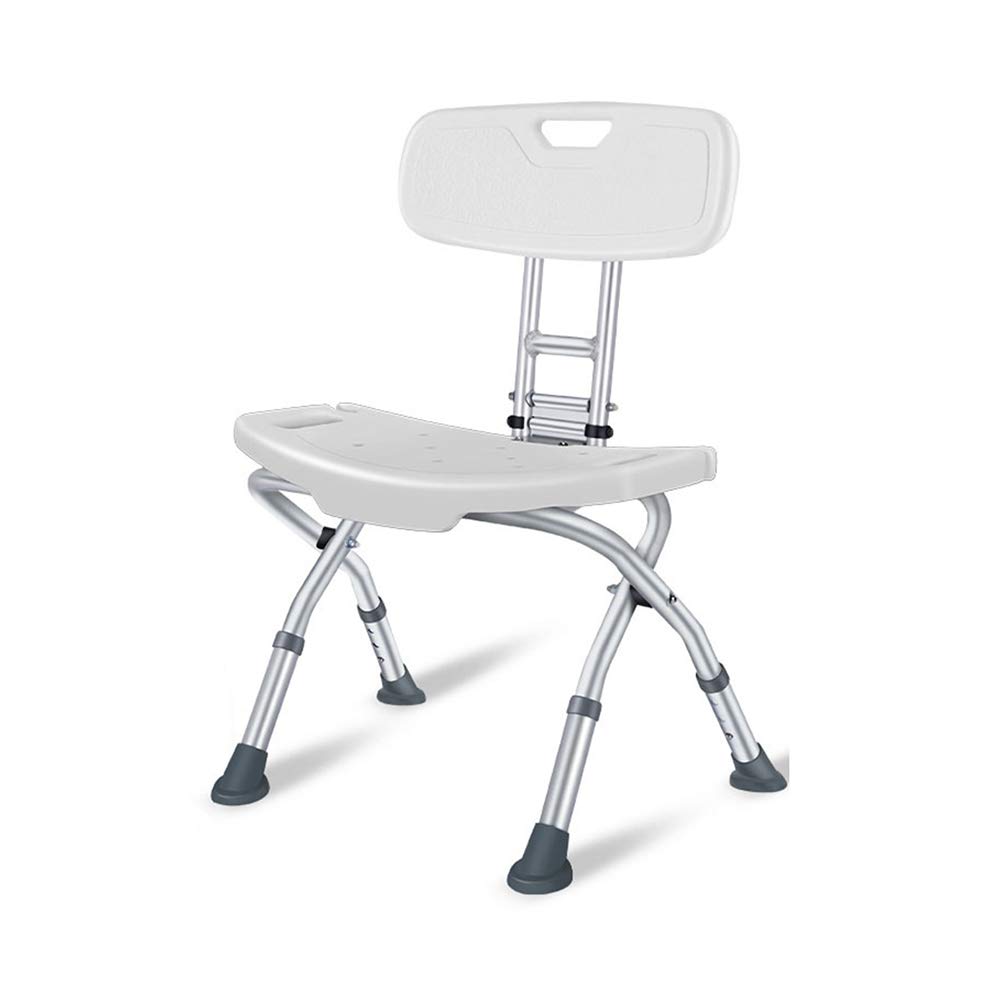 ZPTAT Adjustable Height Foldable Shower Chair for Elderly & Disabled - Non-Slip Bath Stool with Arms & Back Support - Portable Shower Seat for Safe Bathing - Ideal for Seniors, Recovering Patients & Mobility Assistance (White)