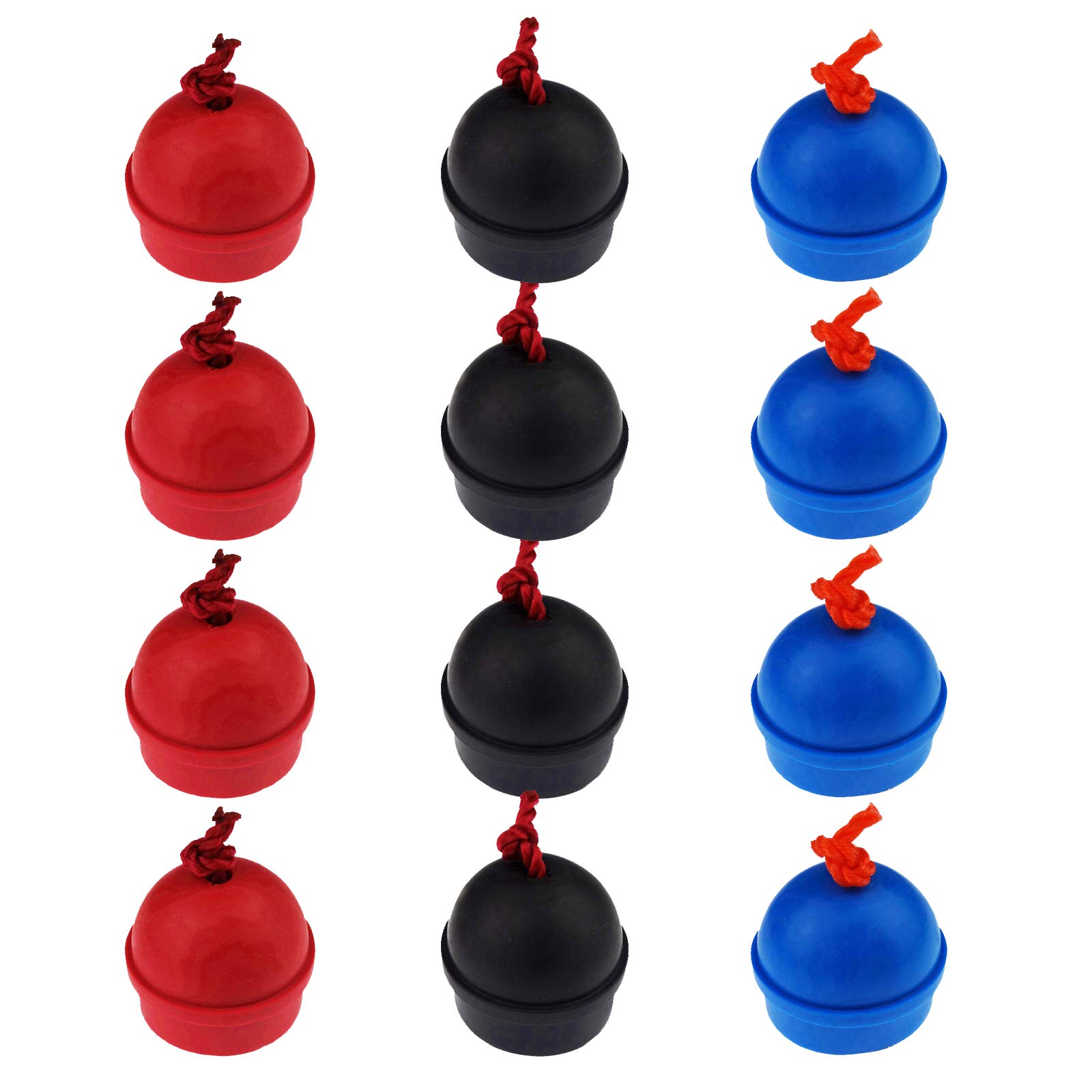 6 Pack Rubber Pool Billiard Cue Chalk Holders with Cord - 3 Assorted Colors for Snooker & Billiards Accessories | Perfect for Home Game Rooms, Bars & Pool Halls