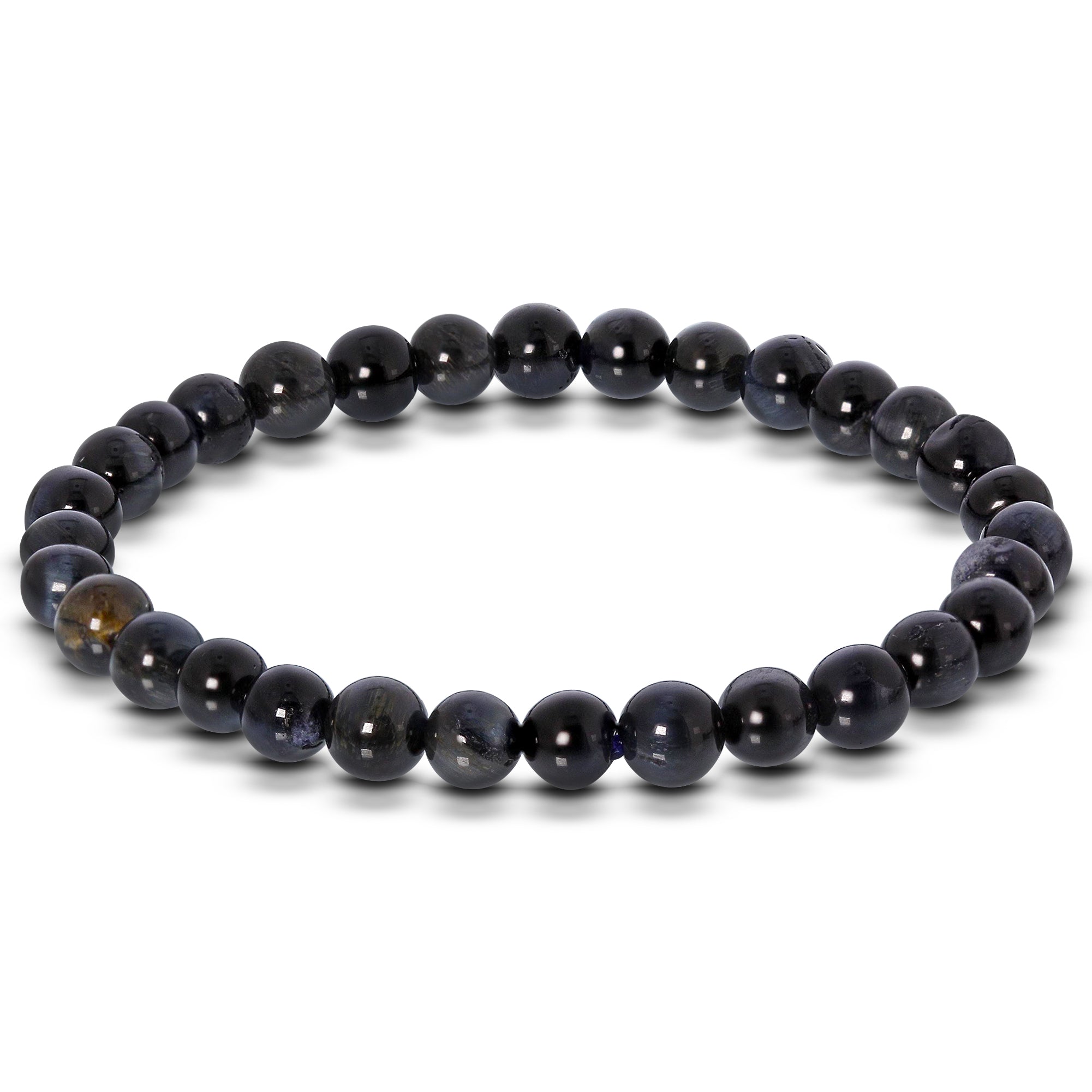 6mm Blue Tigers Eye Gemstone Bead Stretch Bracelet for Men & Women - Healing Crystal Jewelry for Protection, Confidence & Positive Energy - Perfect for Yoga, Meditation & Everyday Wear