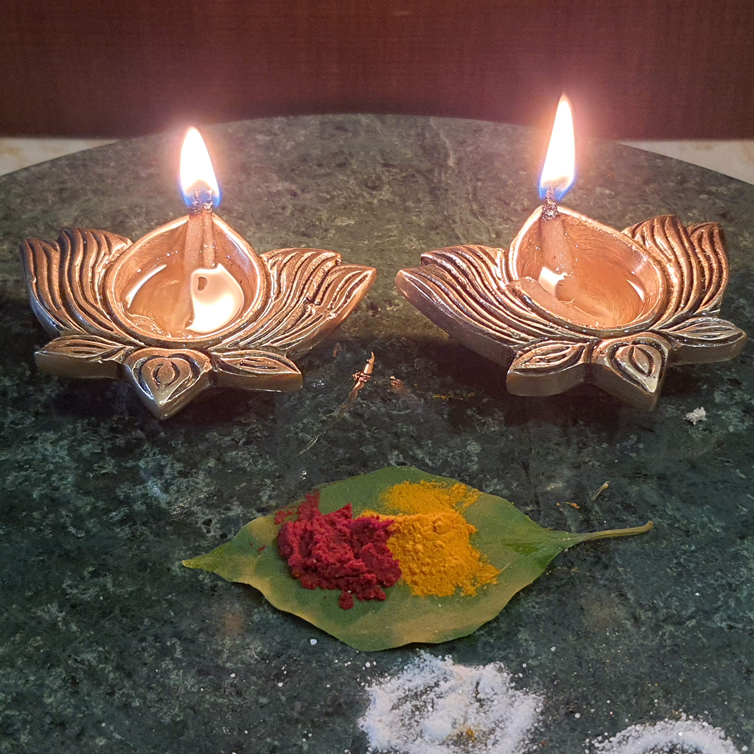 Authentic Indian Diwali Brass Oil Lamp Set of 10 - Handcrafted Pooja Diya for Hindu Puja, Mandir & Home Decor - Gold Finish Diyas with Wicks for Festival, Wedding & Spiritual Ceremonies