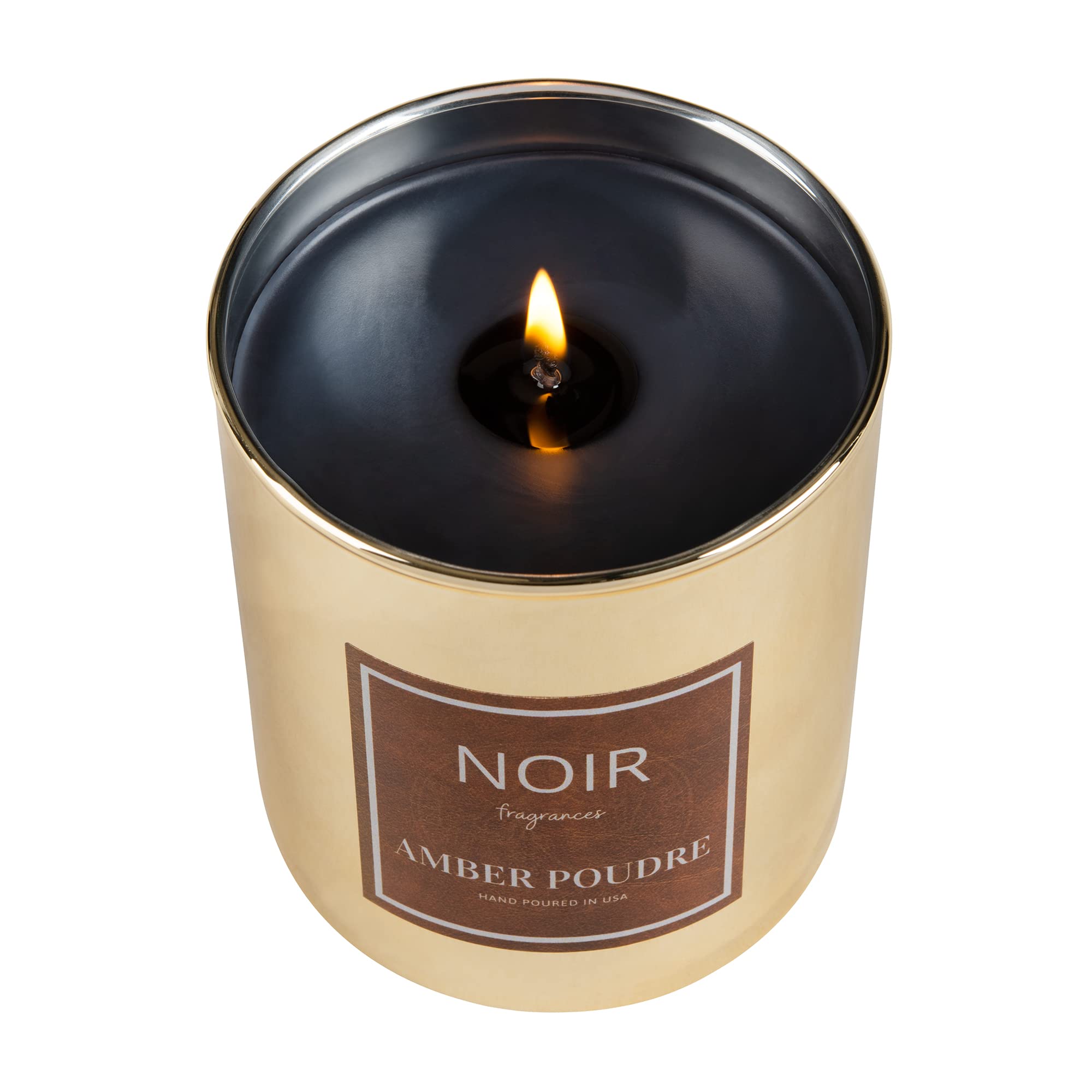 Luxury Noir Amber & Vanilla Scented Soy Candle - 10 oz Handmade in USA, Long-Lasting Home Decor Candles for Relaxation, Romantic Dinners & Spa Nights