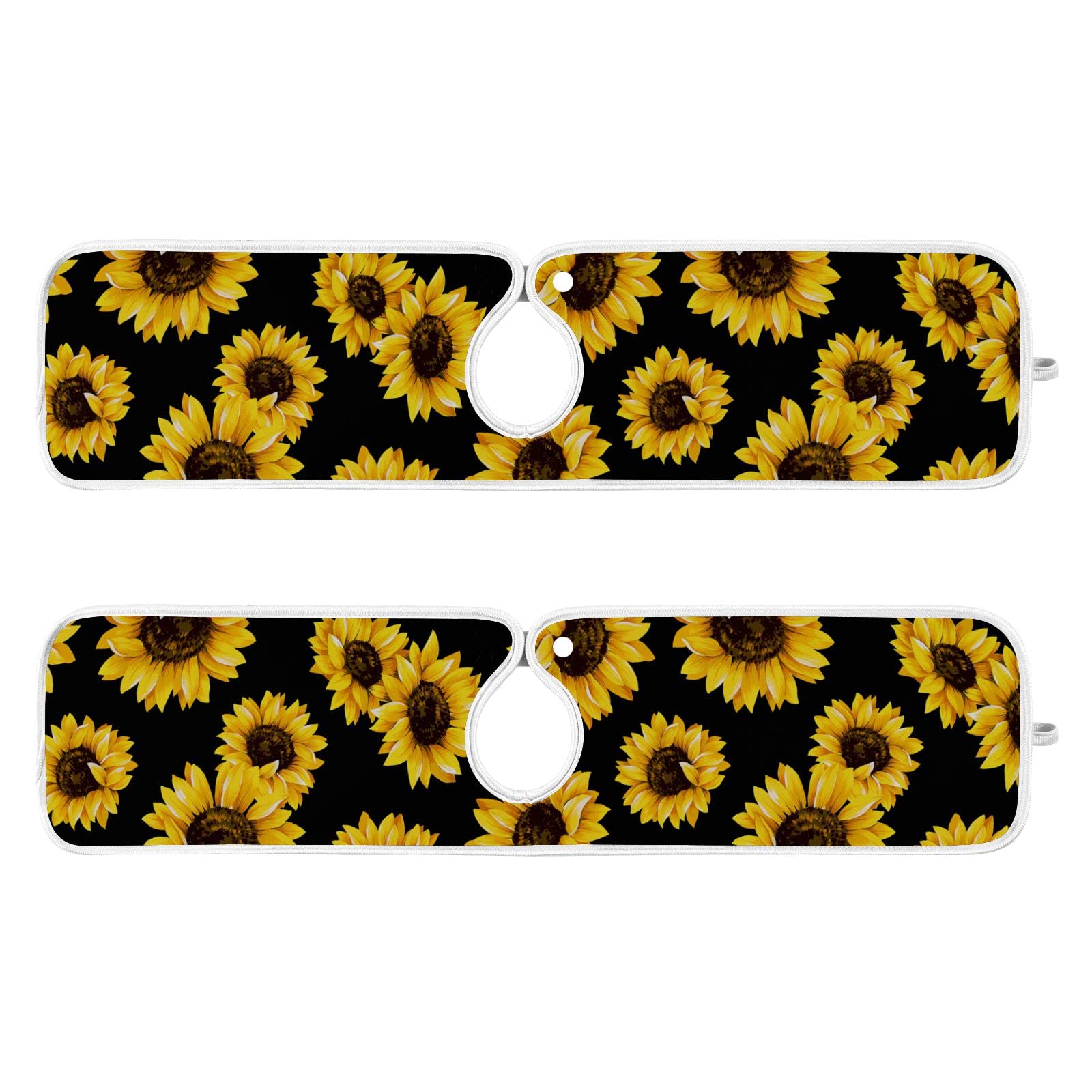 2-Pack Black Sunflower Non-Slip Kitchen Sink Faucet Absorbent Mat | Splash Guard & Drip Catcher | Quick-Dry Sink Protector for Kitchen, Bathroom & RV | Prevents Water Spills & Keeps Countertops Dry