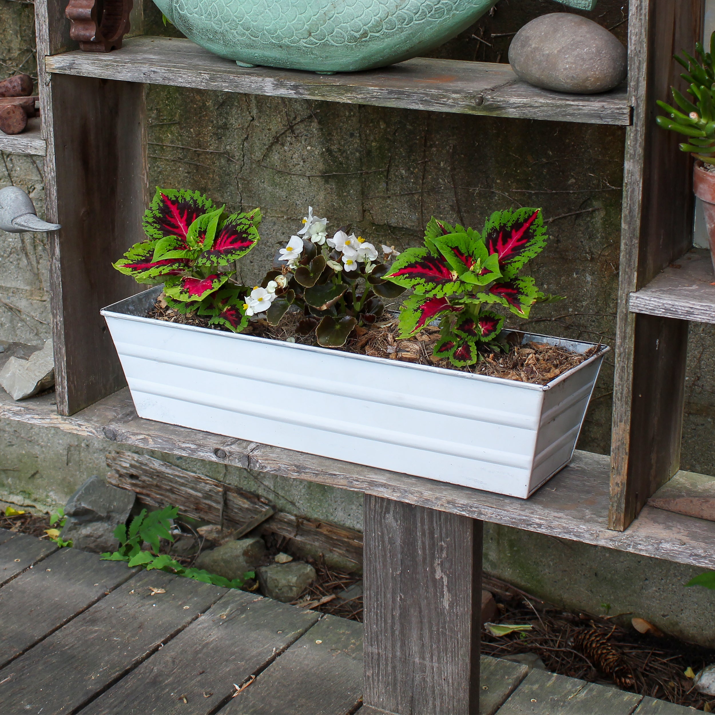 Galvanized Steel Flower Box Planter - Rustproof Outdoor Garden Container for Plants, Flowers & Herbs - Perfect for Patio, Balcony & Window Sill Decor