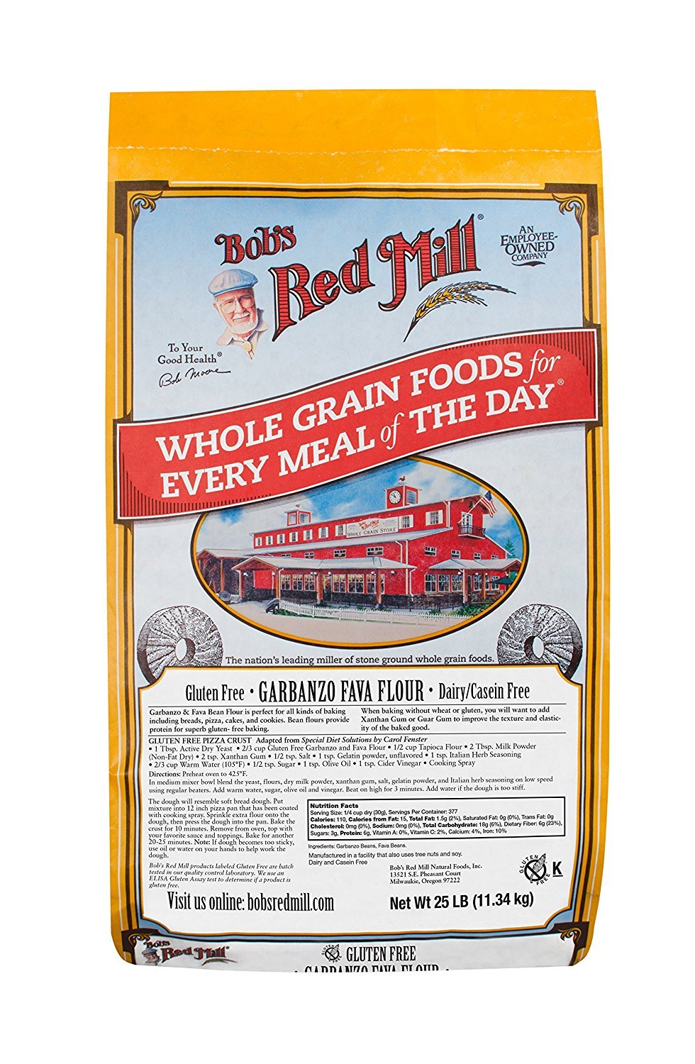 Bob's Red Mill Bulk Garbanzo Fava Flour - Gluten Free, 25 lbs (Pack of 1) | High Protein Chickpea Flour for Baking, Cooking & Vegan Recipes | Perfect for Bread, Pancakes & Falafel