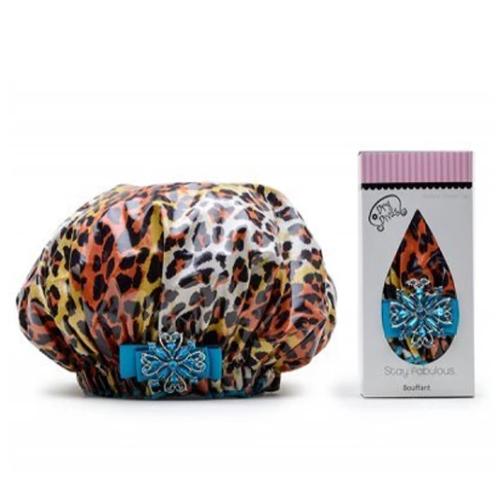 Dry Divas Designer Shower Cap - Waterproof Cheetah Print for Women | Perfect for Bathing, Swimming & Hair Care Routines