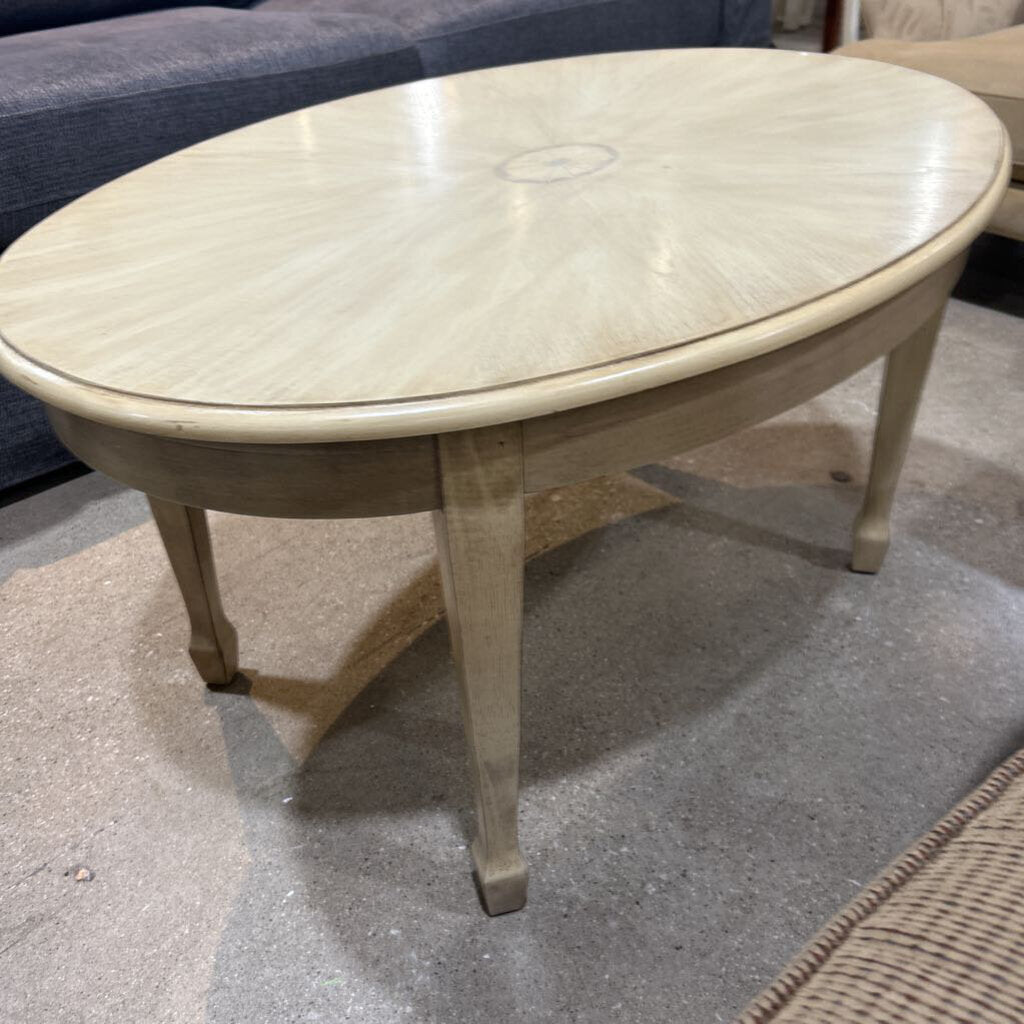 Clayton Oval Coffee Cocktail Table - Light Ash Finish - 38