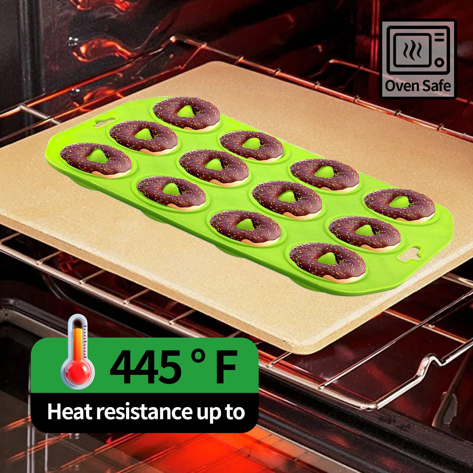 Premium Silicone Donut Pan - 24-Cavity Mini Donut Molds for Baking, Heat Resistant & Non-Stick Silicone Baking Mold - Perfect for Homemade Donuts, Cupcakes & Desserts - Easy to Clean & Dishwasher Safe - Ideal for Parties, Breakfast & Holiday Treats