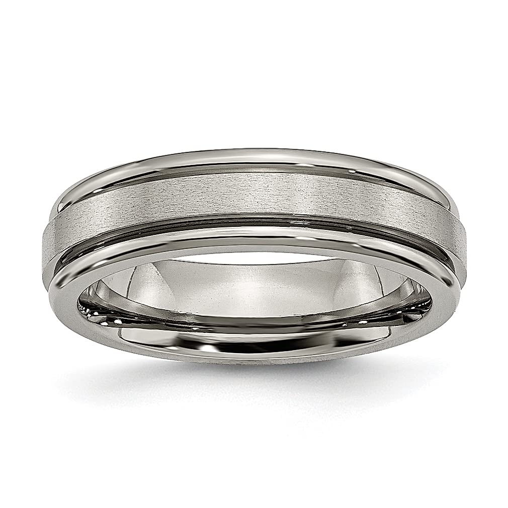 ICE CARATS 6mm Titanium Wedding Band for Women - Grooved Edge Fashion Jewelry, Anniversary & Engagement Ring Gift for Her - Perfect for Weddings, Proposals & Special Occasions