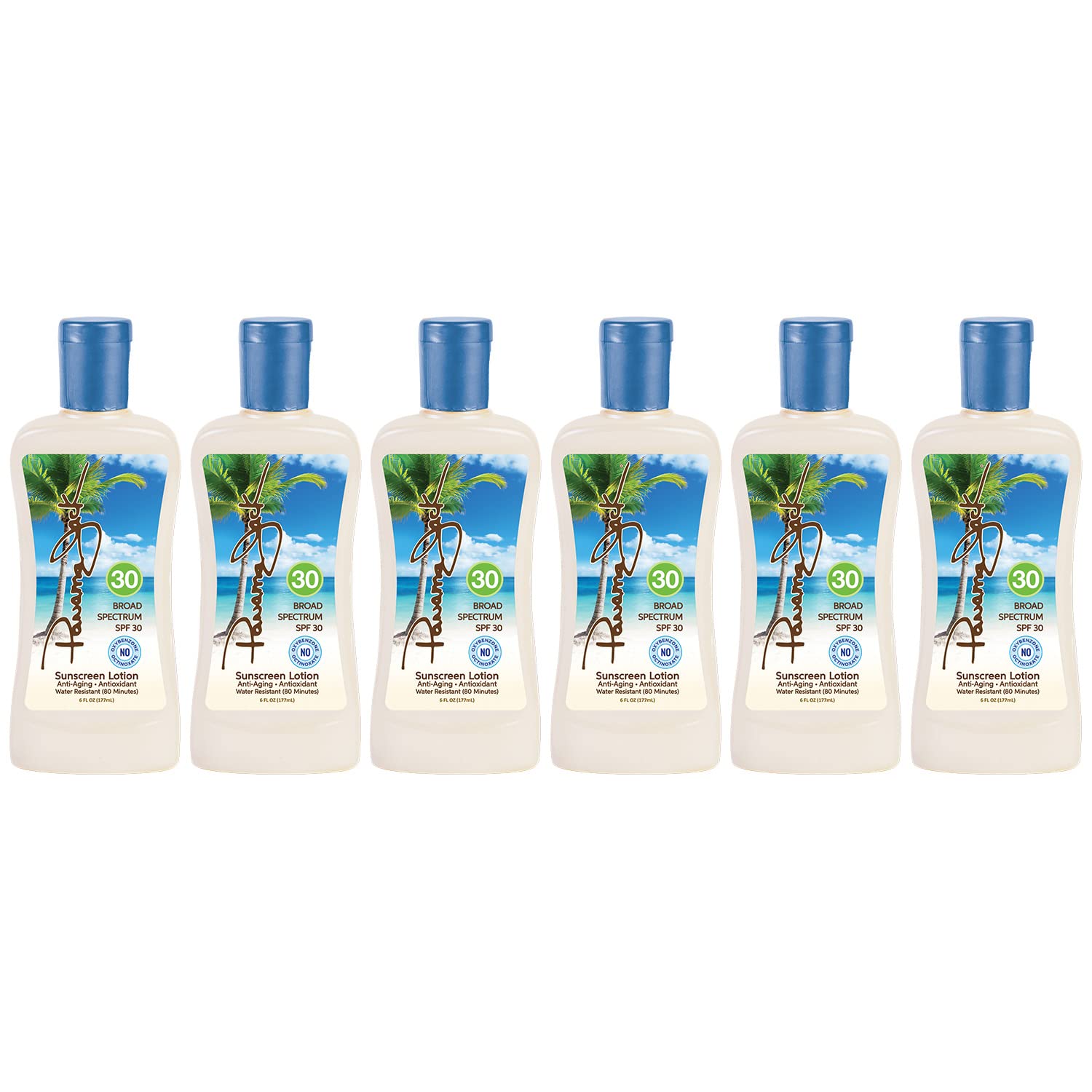 Panama Jack Sunscreen Lotion SPF 30 - Broad Spectrum UVA/UVB Protection, Water Resistant, PABA-Free, Paraben-Free, Gluten-Free & Cruelty Free, 6 Fl Oz (6-Pack) - Perfect for Beach, Pool & Outdoor Activities