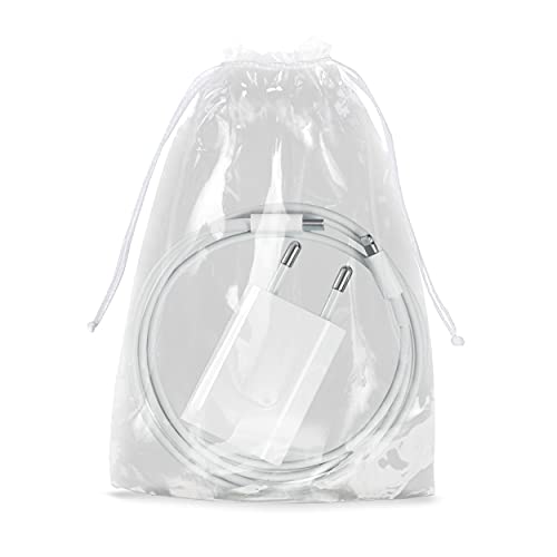 APQ 4x6 Inch Clear Plastic Drawstring Bags - 100 Pack Waterproof 2 Mil Polyethylene Gift Bags with Double Cotton Strings | Perfect for Travel Shoe Storage, Party Favors & Small Item Organization