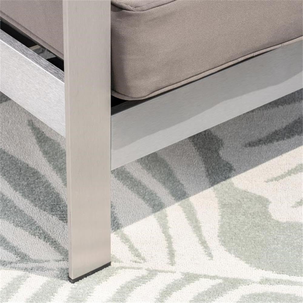 Noble House Aviara Outdoor Aluminum Club Chairs with Side Table in Silver - Patio, Poolside & Garden Lounge Furniture for Relaxing