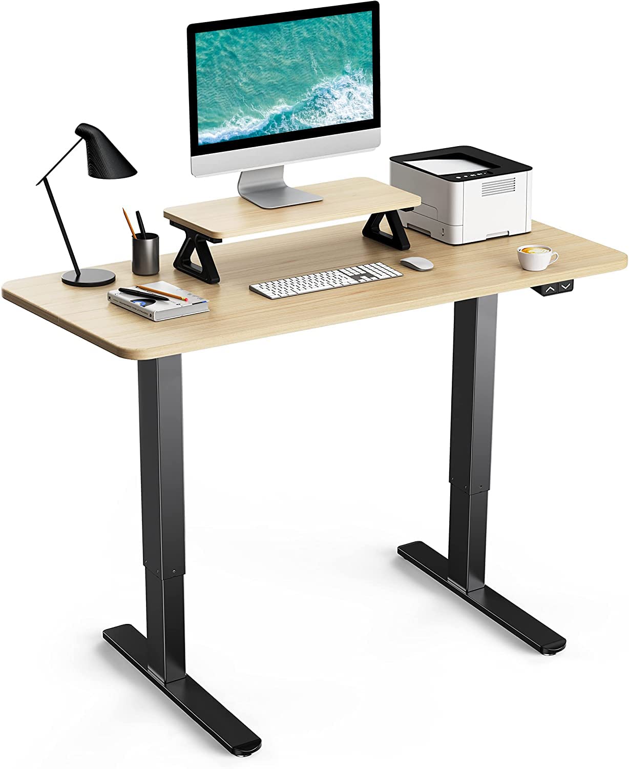 Totnz 48x24 Inches Height Adjustable Electric Standing Desk - Sit Stand Up Home Office Desk with Hook for Ergonomic Workspace | Perfect for Remote Work, Gaming & Study