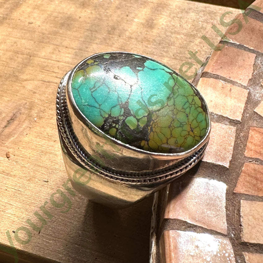 925 Sterling Silver Spider Web Turquoise Ring - Size 13.5 for Men & Women - Handmade Boho Jewelry for Halloween, Gothic Fashion & Everyday Wear