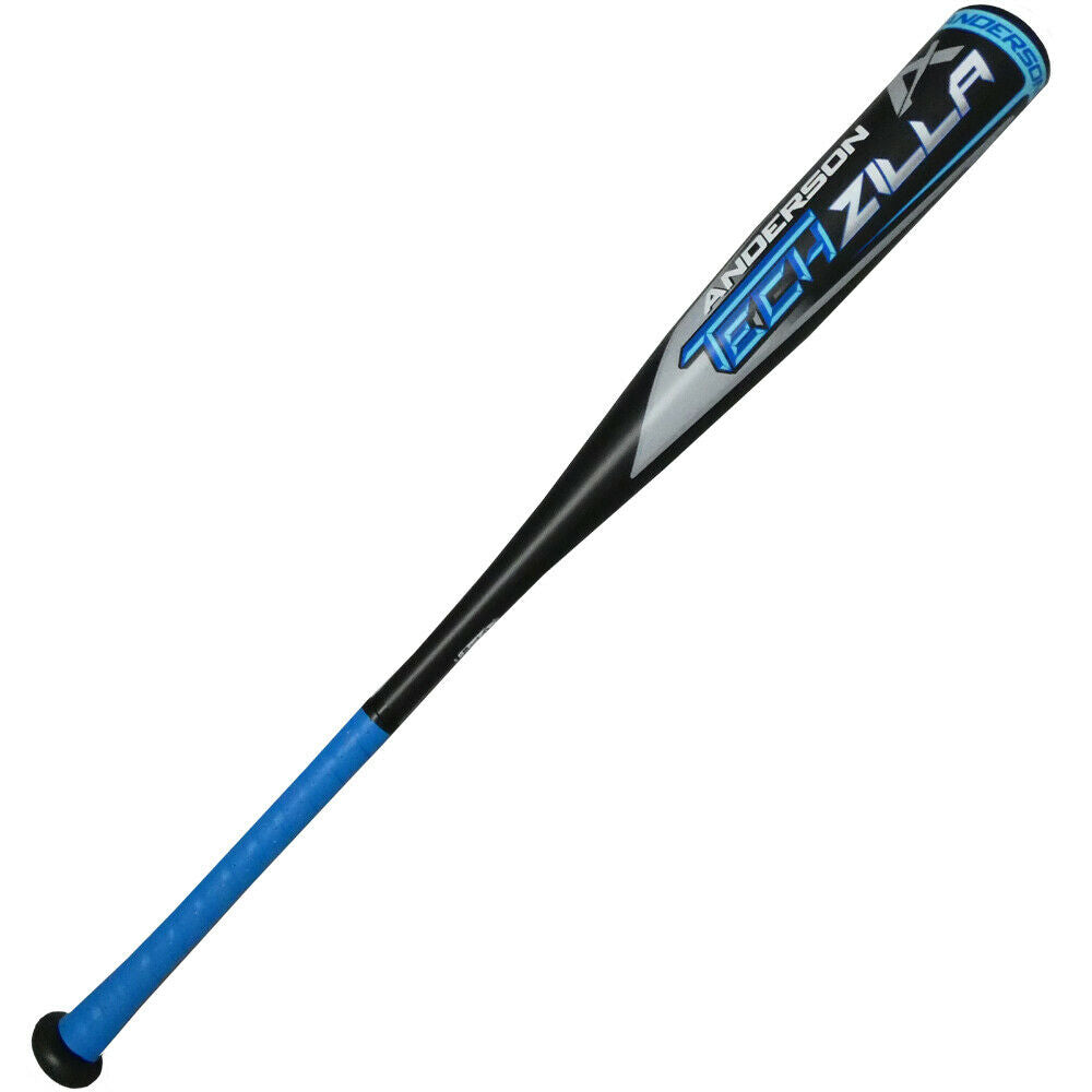 Anderson Techzilla 8 USSSA Baseball Bat - 1 Piece Aluminum Alloy for Youth & Adult Players - Black/Blue Design - Perfect for League Games, Practice & Training
