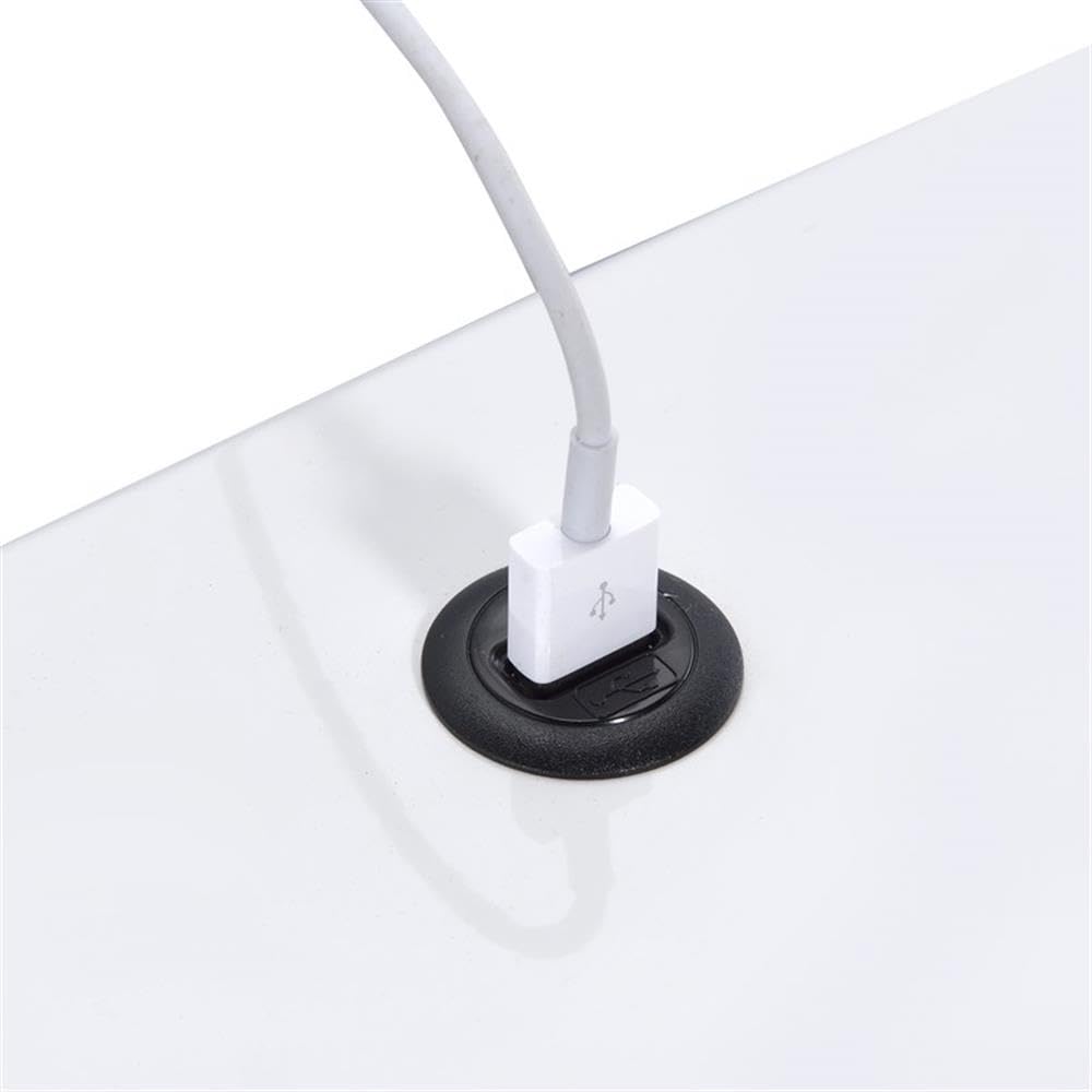 2-Piece White Metal Nightstand Set with USB Ports - Modern Bedside Tables for Bedroom, Living Room & Office Storage