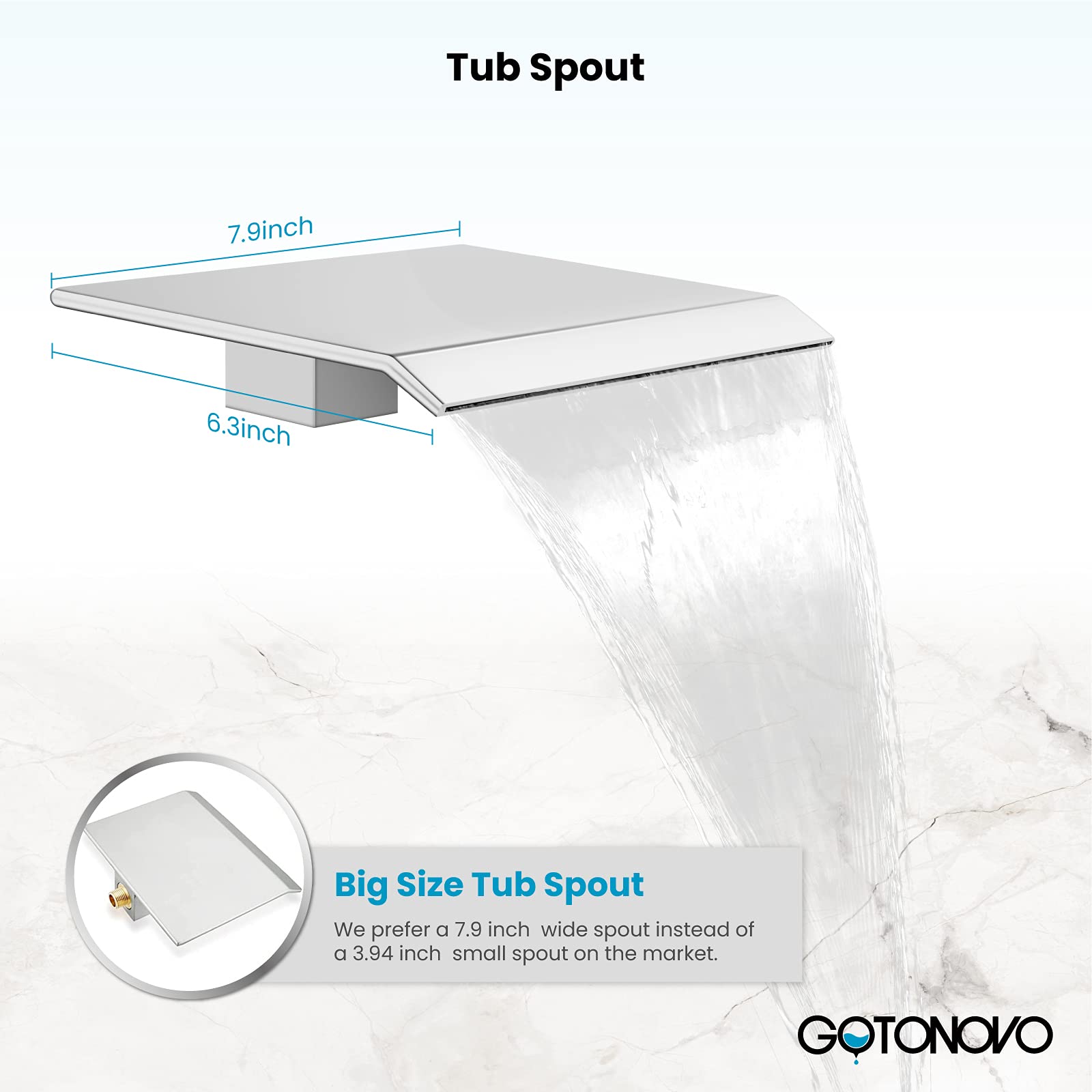 Gotonovo 12-Inch Polished Chrome Ceiling Mount Shower System - Rain Shower Head & Handheld Combo with Waterfall Tub Spout & Rough-in Valve Kit - Perfect for Modern Bathroom Renovation & Spa-Like Shower Experience