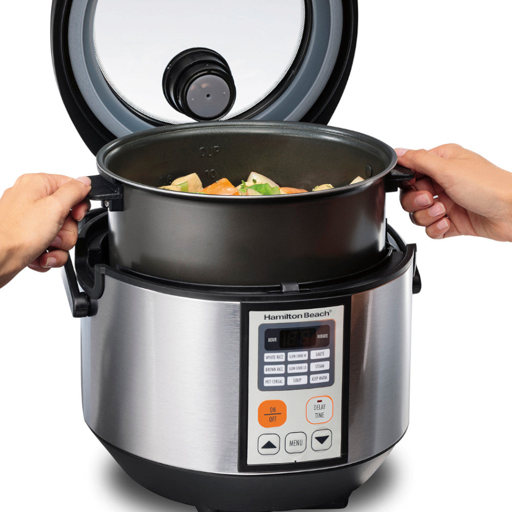 Hamilton Beach 4.5 Quart Digital Multi Cooker - Slow Cooker, Rice Cooker, Steamer & Food Warmer (37523) - Perfect for Family Dinners, Meal Prep & Entertaining