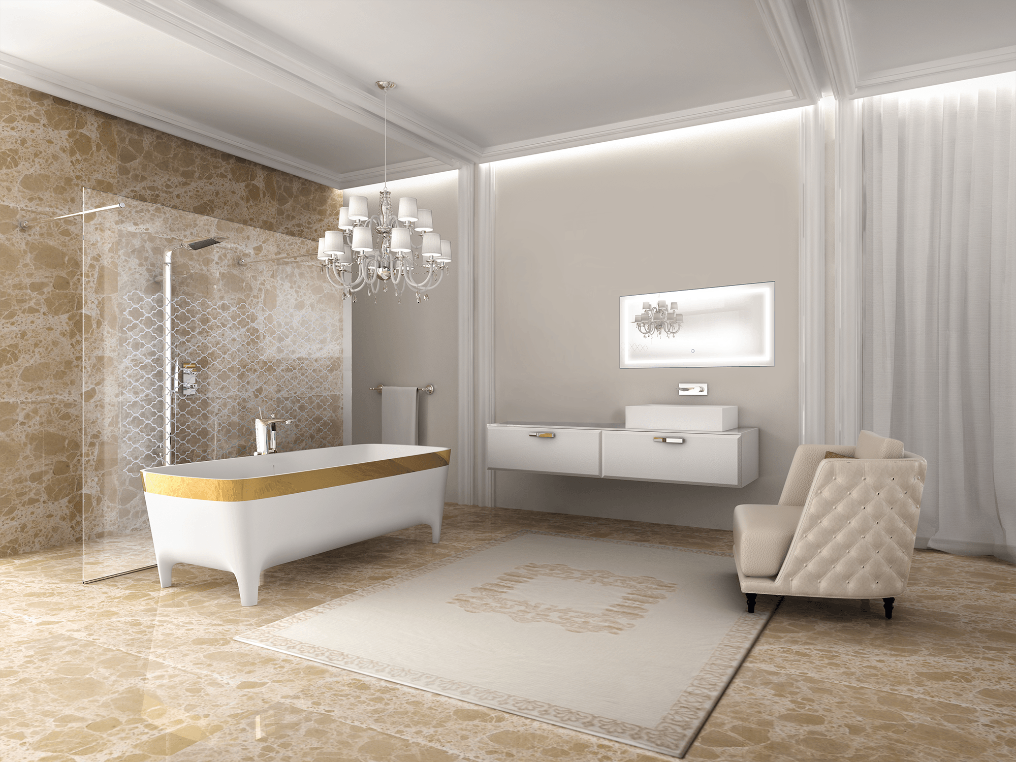 Krugg Icon 48x24 Inch LED Bathroom Mirror with Adjustable Dimmer & Anti-Fog Function - Perfect for Modern Bathrooms, Vanity Lighting, and Spa-Like Home Decor