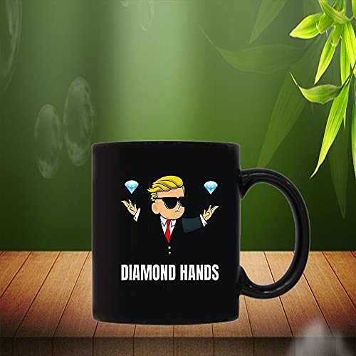 Custom Diamond Hands Coffee Mug - Wall Street Bets Inspired Two-Tone Ceramic Mug for Coffee, Tea & Hot Drinks - Perfect for Office, Home & Gifting