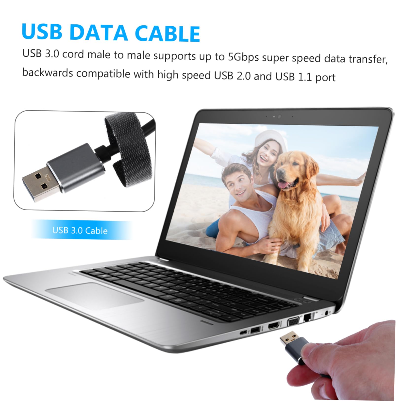 Premium USB 3.0 Male to Male Extension Cable - High-Speed Data Transfer, Gold-Plated Connectors, Durable Nylon Braided - Perfect for Laptops, Gaming, Home & Office Use
