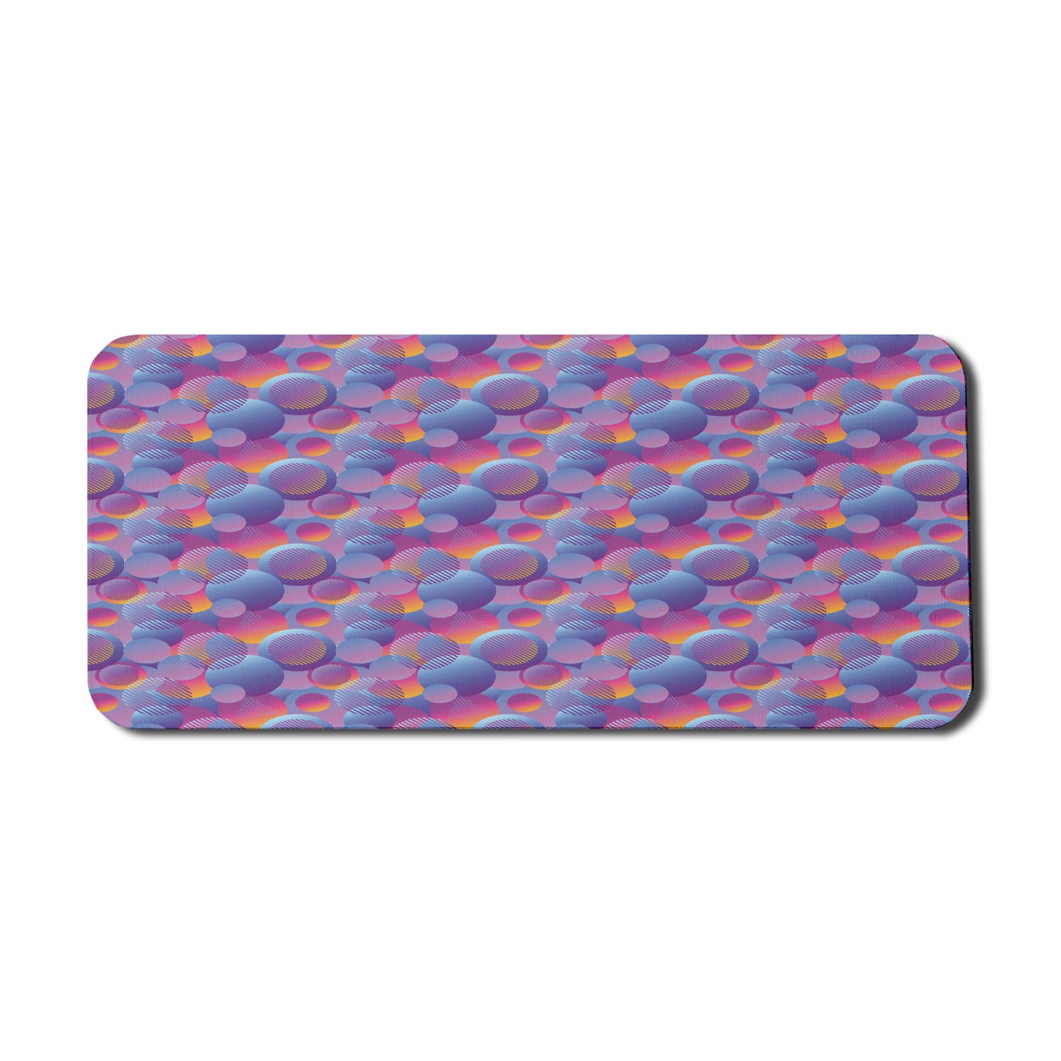 Ambesonne Synthwave Gaming Mouse Pad - Retrowave Themed Non-Slip Rubber Mouse Mat with Colorful Geometric Patterns (35