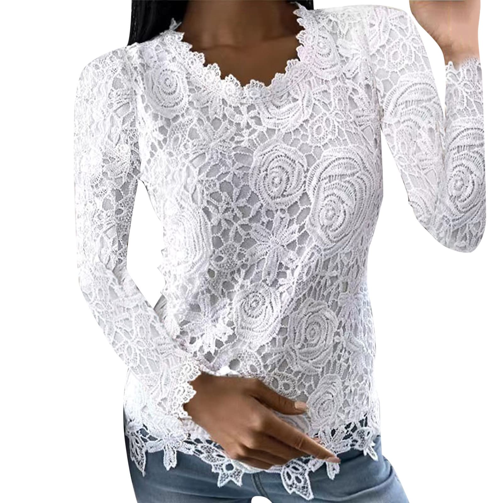Women's Long Sleeve Waffle Knit Crewneck Graphic Sweatshirt - Slim Fit Thermal Warm Tunic Blouse for Casual Wear, Winter Outfits & Layering