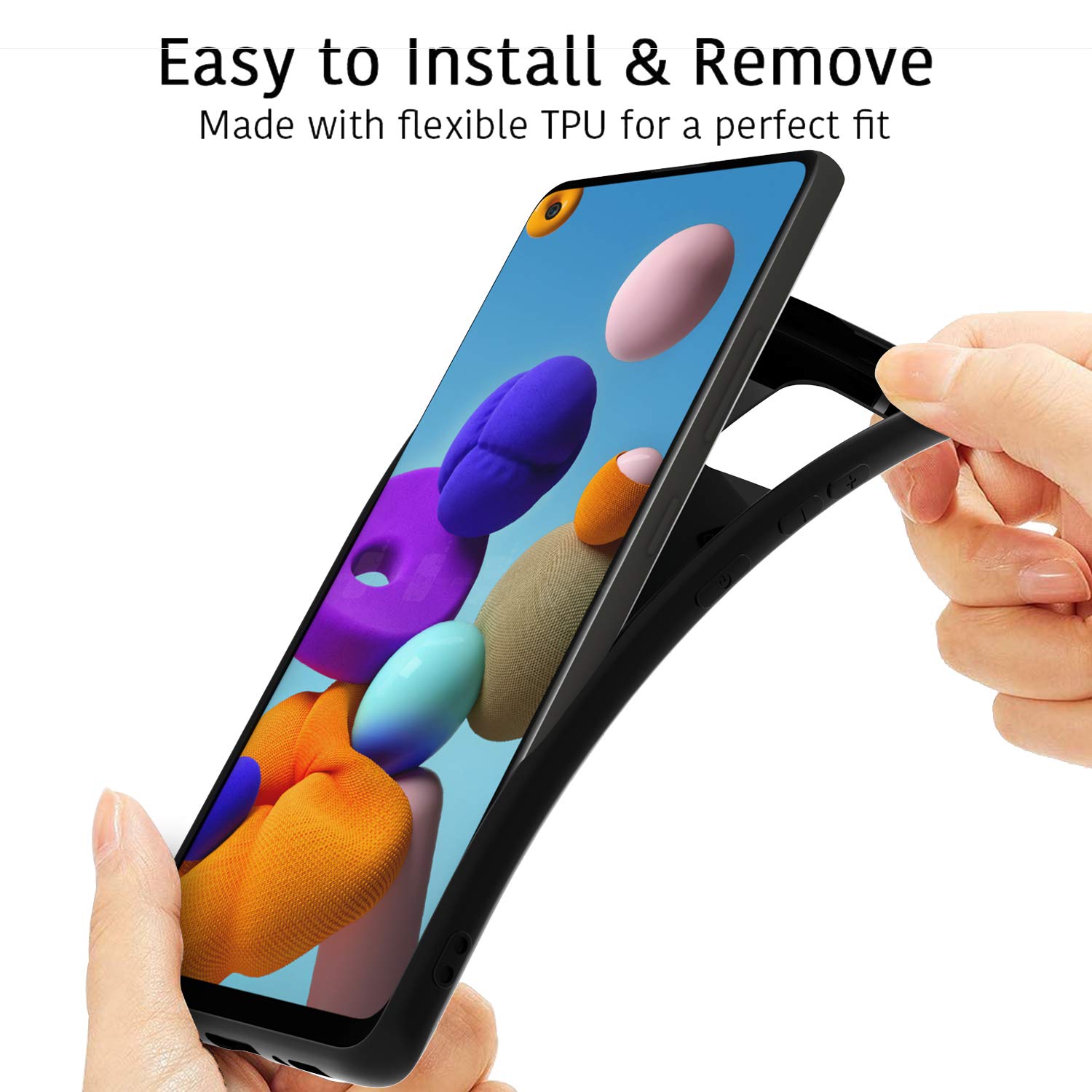 CoverON Slim TPU Case for Samsung Galaxy A21s - Flexible Soft Protective Phone Cover (Black) | Perfect for Everyday Use & Drop Protection