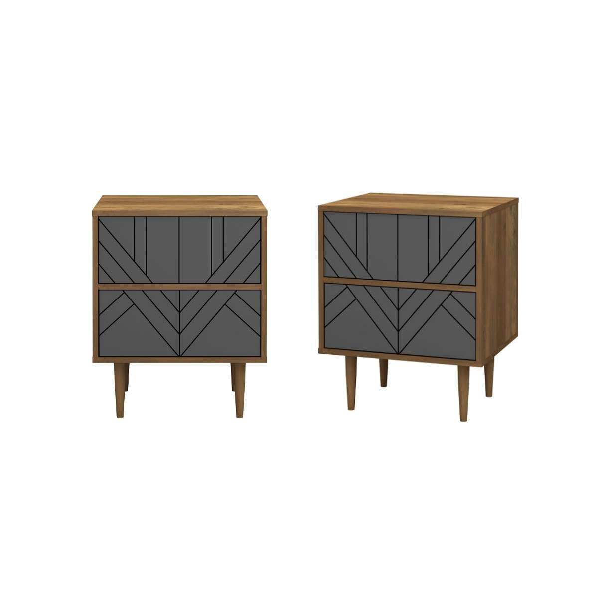Modern Zara Bedside Table Set with Drawer - Nightstand for Bedroom, Living Room, or Office - Compact Storage Solution for Small Spaces