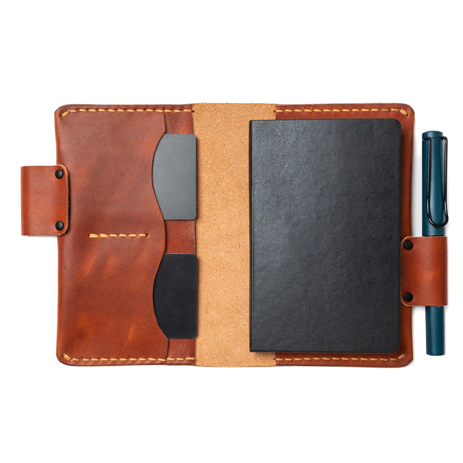 Premium Genuine Leather Moleskine Pocket Notebook Cover - Slim Protective Case for 3.5