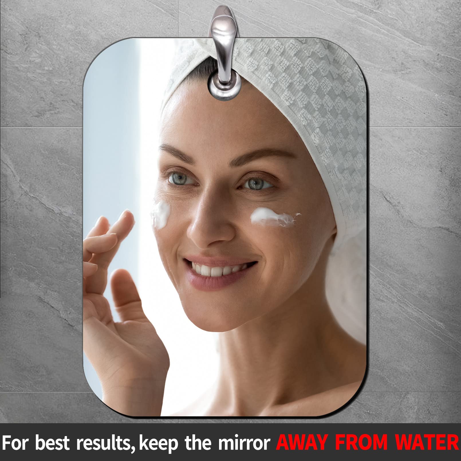 Unbreakable Shower Mirror 2-Pack (6x8 Inches) - Frameless Bathroom Handheld Mirror for Men & Women, Portable Travel & Camping Mirror, Perfect for Makeup, Shaving & Grooming - Silver Finish