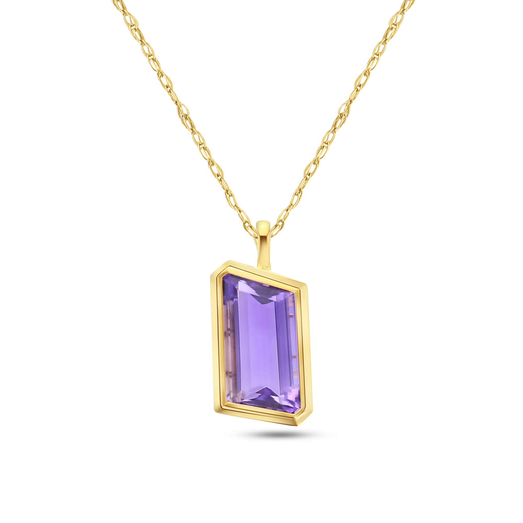 8 Carat Natural Amethyst Pendant Necklace in 14K Yellow Gold - Elegant Jewelry Gift for Women, Perfect for Weddings, Anniversaries & Special Occasions