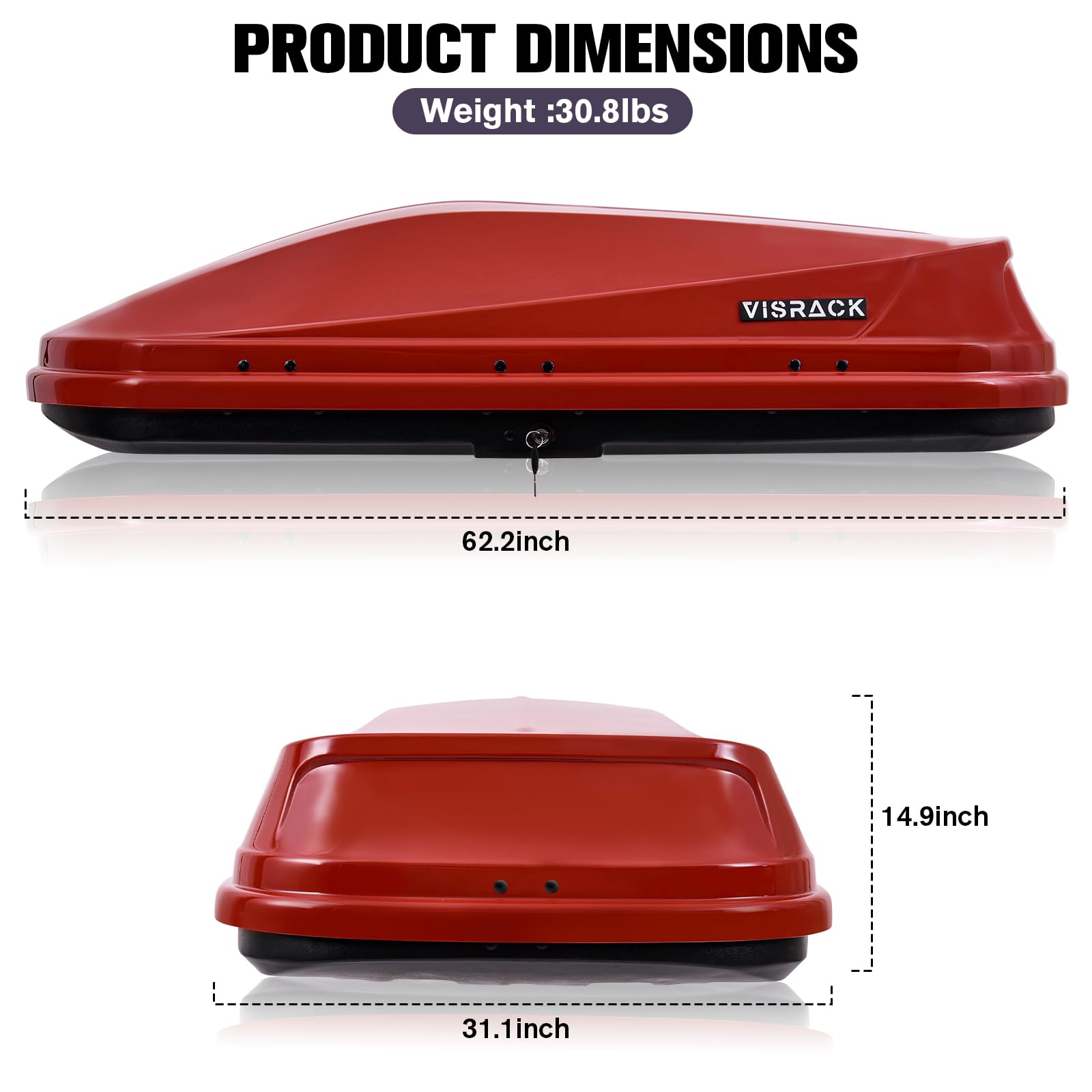 14 Cubic Feet Rooftop Cargo Carrier - Heavy Duty Waterproof Hard Shell Car Top Storage Box with Dual Side Opening for Travel & Luggage - Perfect for Road Trips, Camping Gear & Outdoor Adventures (Red)