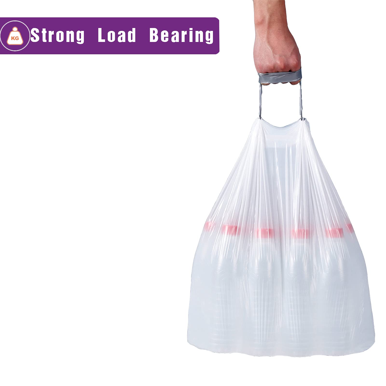 Code M (50 Count) 12 Gallon Heavy Duty Drawstring Plastic Trash Bags - 1.2 Mil Thick White Garbage Liners for simplehuman Code M Trash Cans | 45 Liter | Perfect for Kitchen, Bathroom & Office Waste Disposal