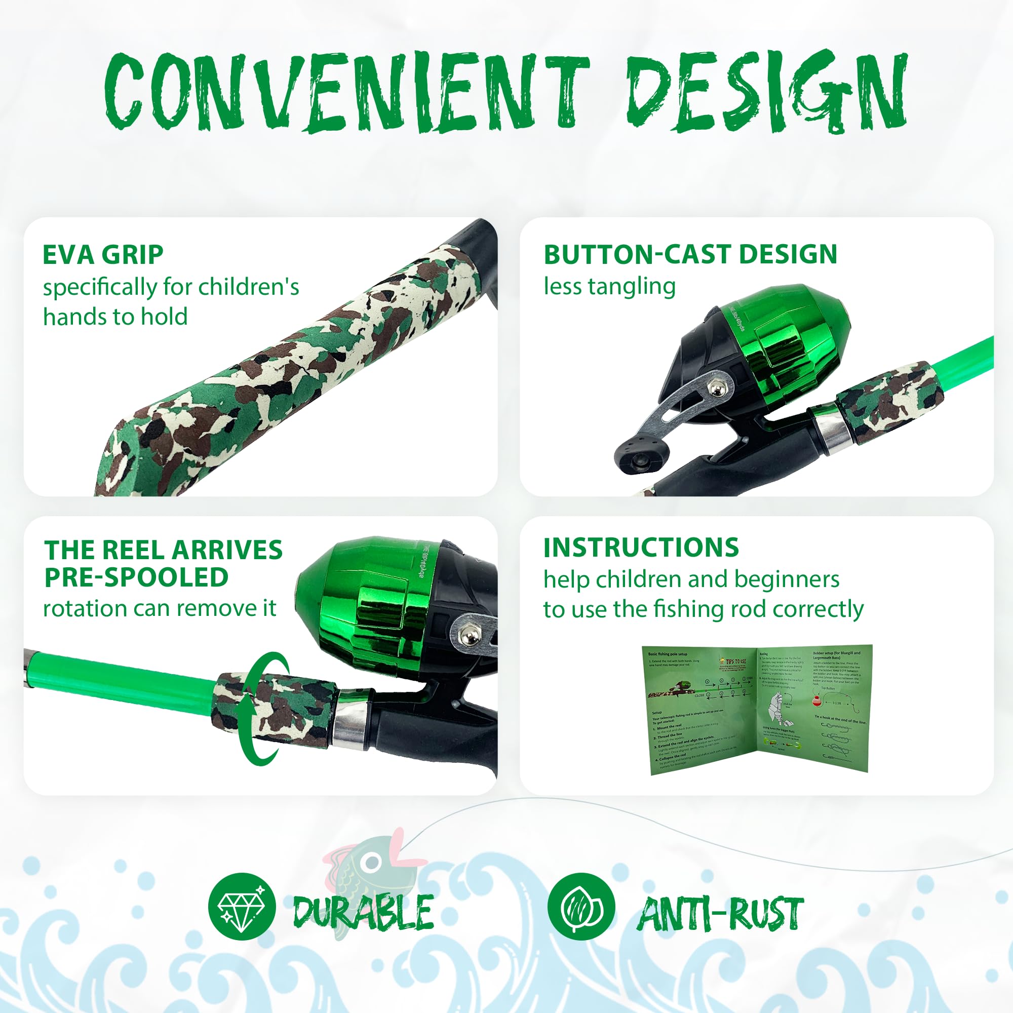 Best Telescopic Kids Fishing Pole Set - Portable Fishing Rod & Reel Combo with Tackle Box & Net for Boys & Girls | Perfect for Toddler Youth Outdoor Fishing Trips, Lakeside Adventures & Family Bonding Activities