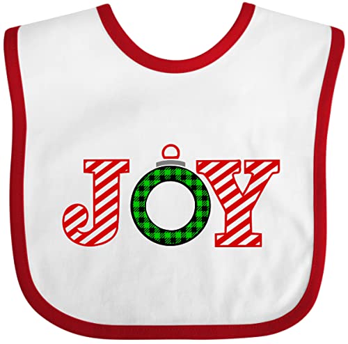 Inktastic Joy Christmas Ornament with Candy Cane Stripes Baby Bib - Festive Holiday Bib for Infants & Toddlers - Perfect for Christmas Photos, Parties & Family Gatherings