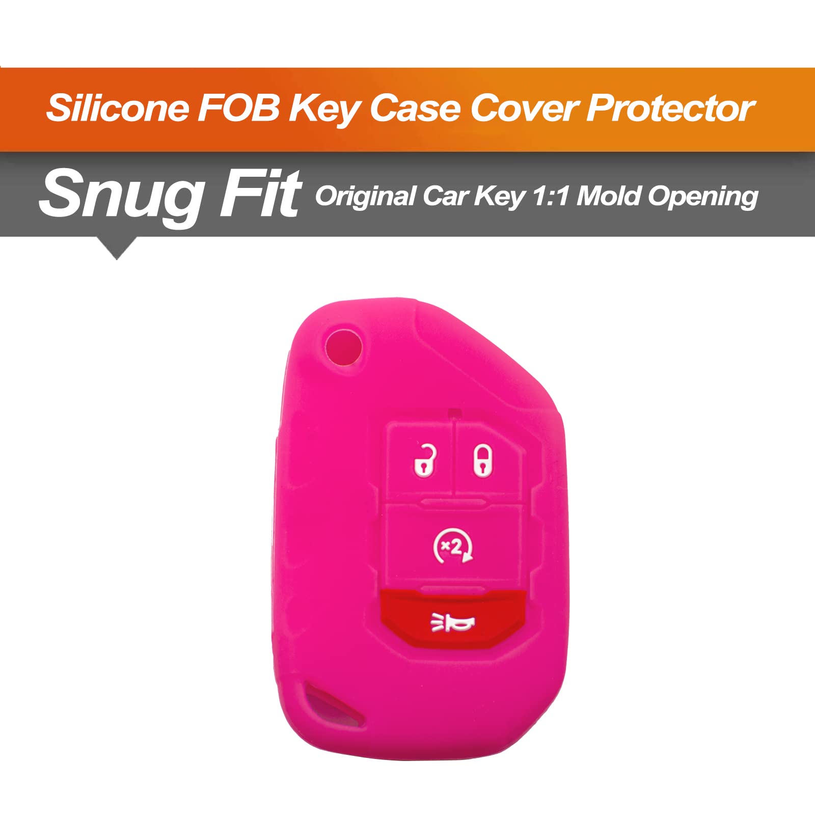 Silicone Key Fob Cover for Jeep Wrangler JL JLU Rubicon & Gladiator JT Sahara | Remote Key Protector Case (Black & Rose) | Durable Car Accessories for Off-Road & Daily Use