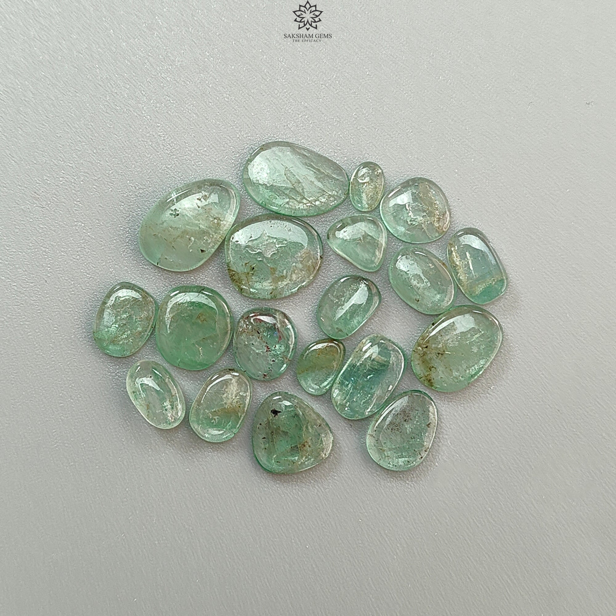 Natural Untreated Emerald Gemstone Cabochon - 16pcs/19pcs Fancy Shape May Birthstone for Jewelry Making, Rings, Necklaces & DIY Crafts