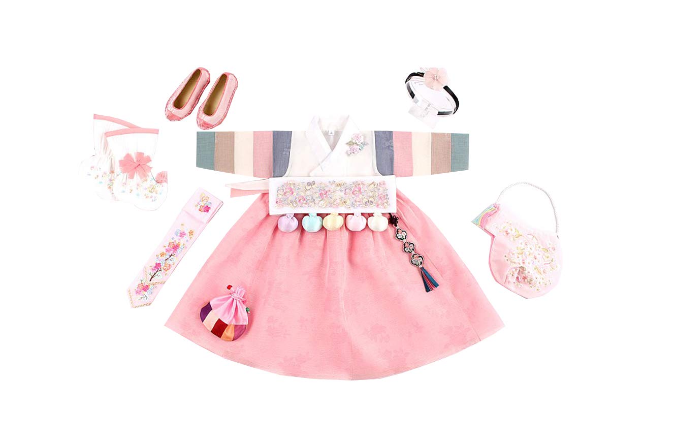 Korean Hanbok Baby Girl Traditional Dress - First Birthday Dol Party & Wedding Outfit in Ivory Pastel - Perfect for Special Celebrations & Cultural Events