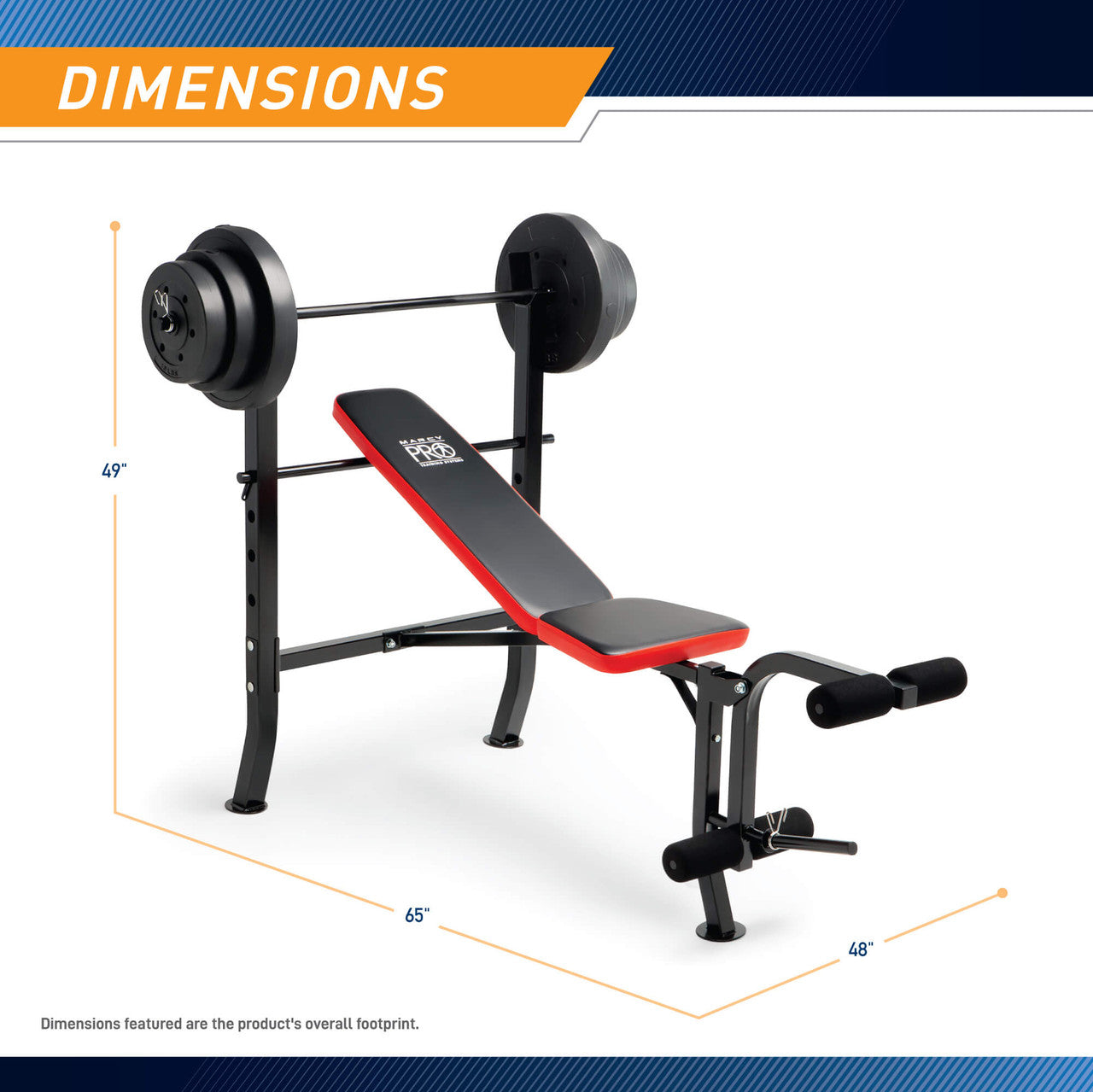 Marcy Pro Standard Weight Bench with 100 lb Weight Set - Adjustable Home Gym Equipment for Strength Training | PM 2084 | Perfect for Home Workouts & Muscle Building