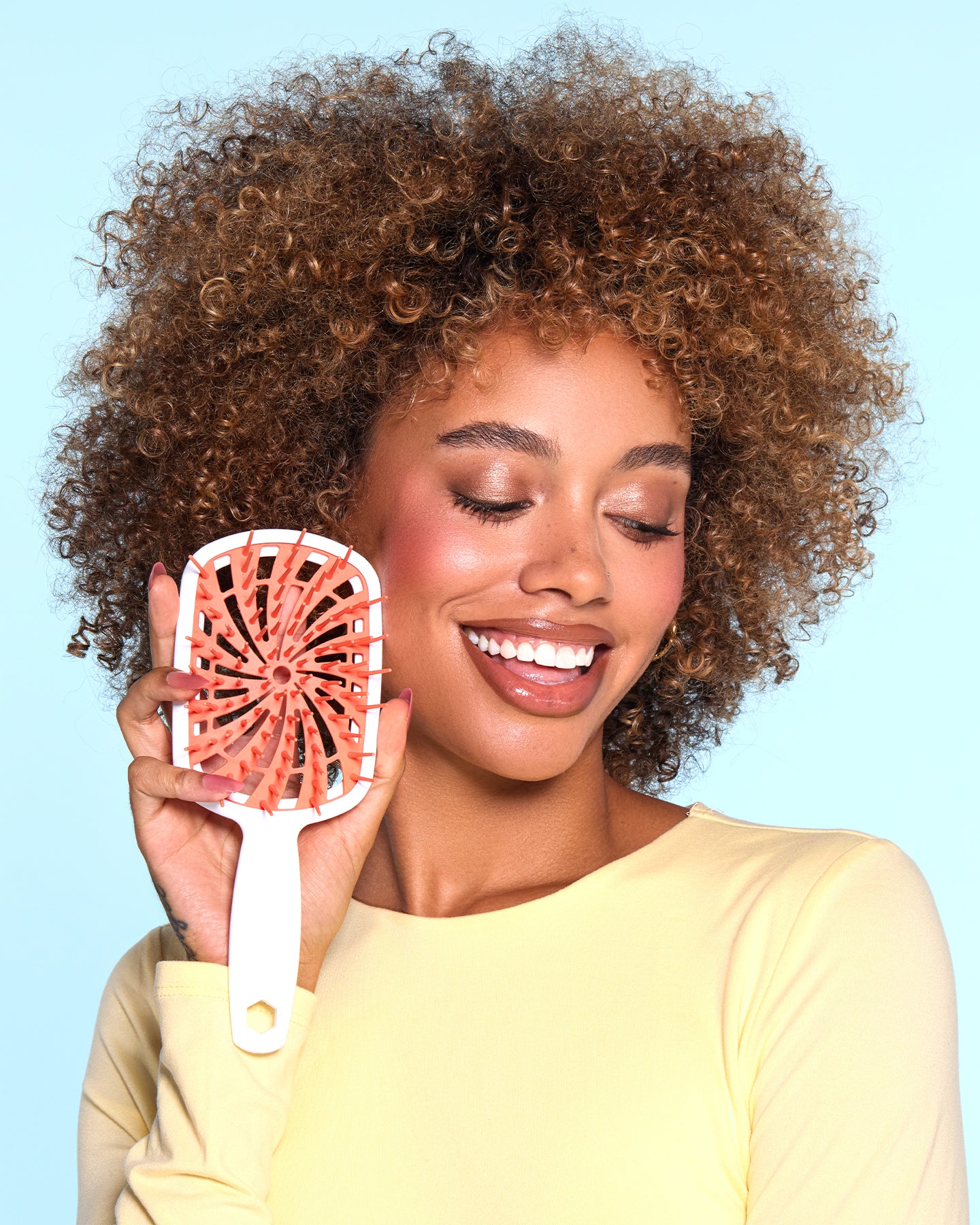 UNbrush Detangling Hair Brush Plus - Pain-Free Hairbrush for Wet & Dry Hair, Orange Sherbet - Perfect for Kids, Adults & Pets with Curly, Thick or Tangled Hair