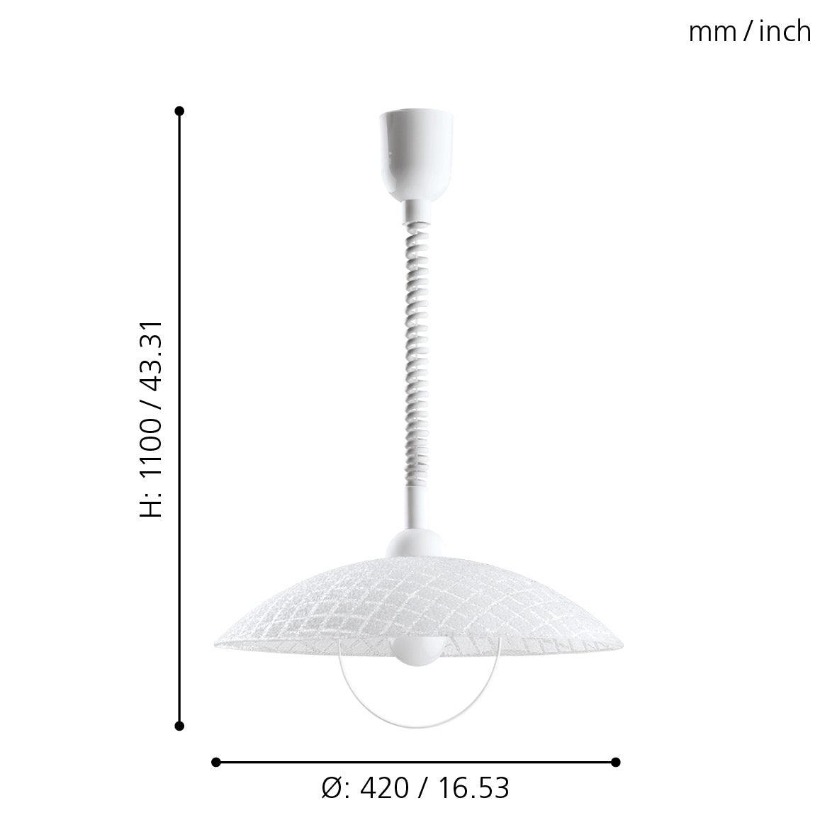 Eglo Alvez Modern White Glass Ceiling Pendant Light Fixture - Perfect for Kitchen Island, Dining Room, and Living Room Lighting