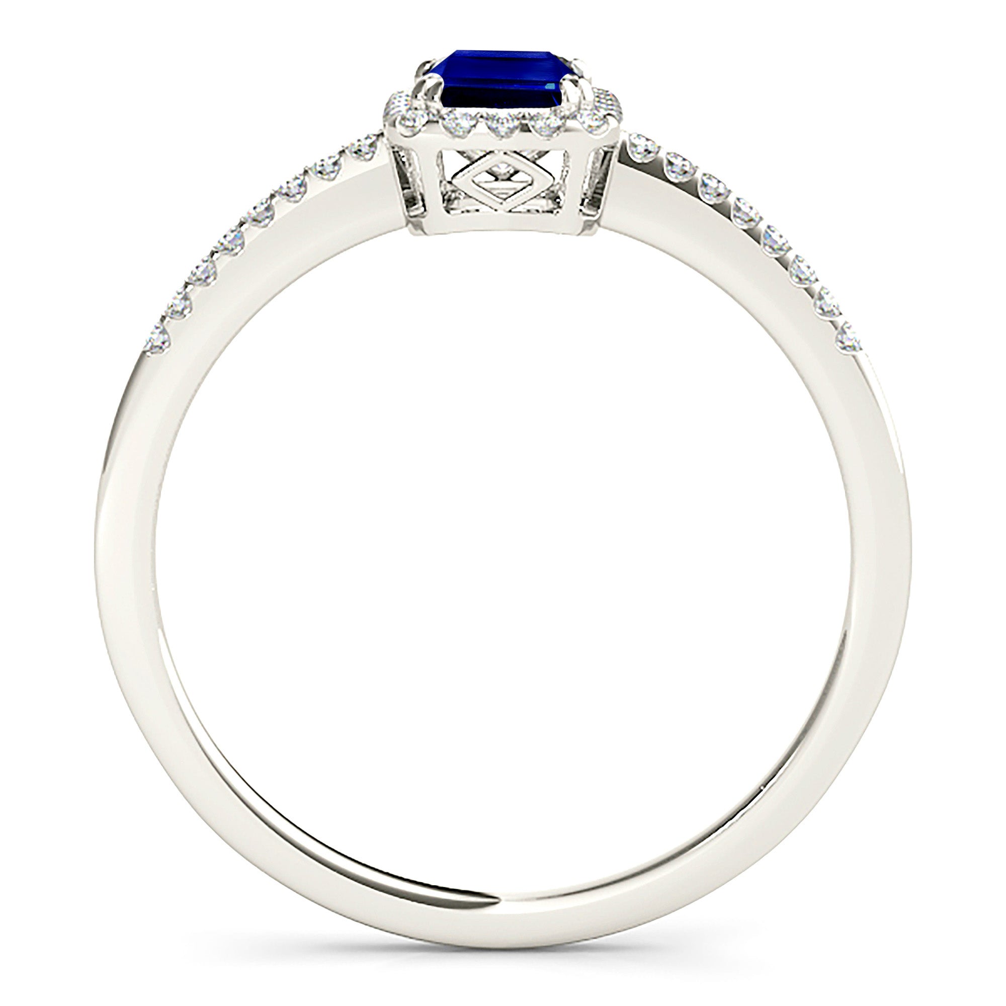0.70 Carat Natural Blue Sapphire Engagement Ring - Halo Setting Diamond Ring for Women - Perfect for Wedding, Anniversary & Special Occasion Gifts