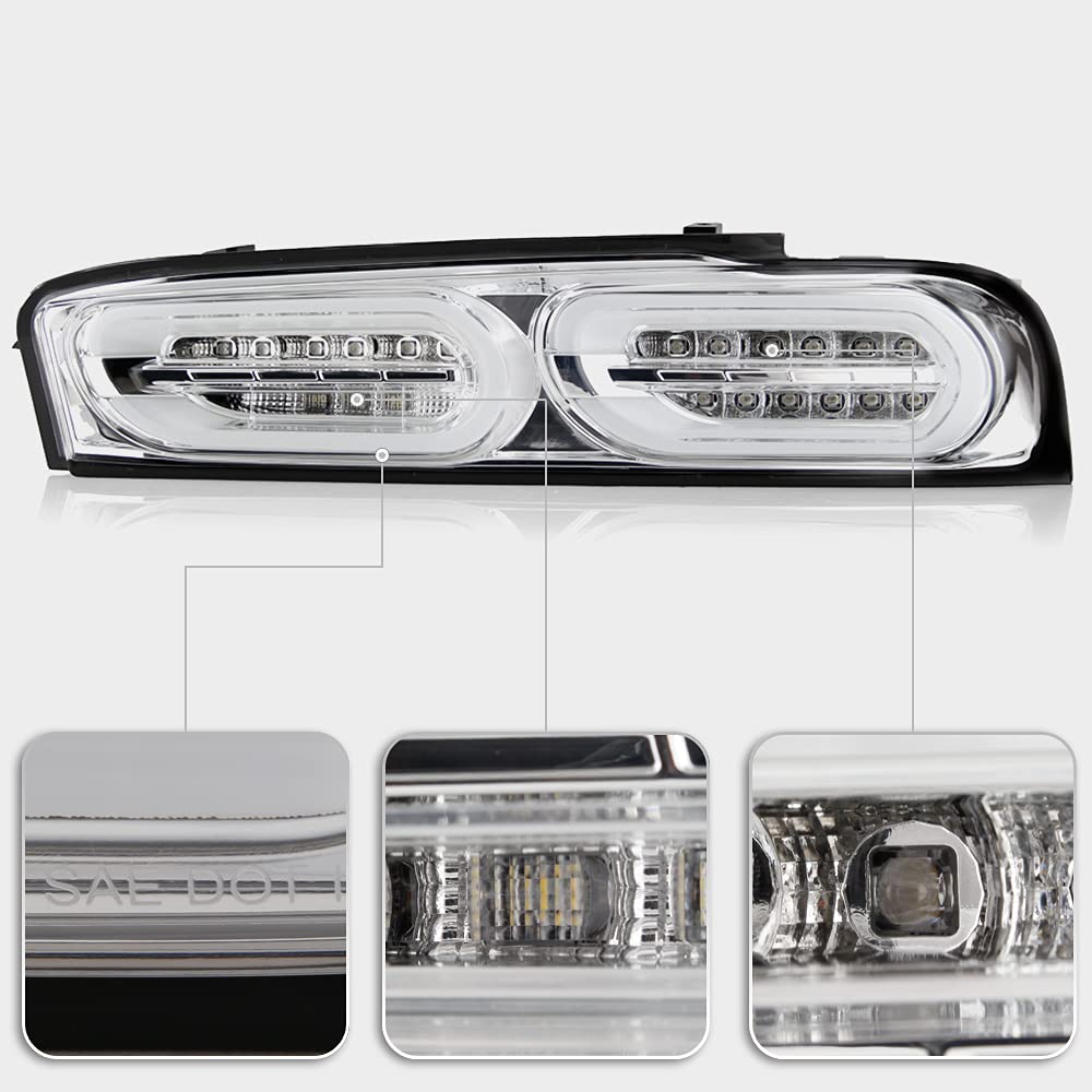 ACANII Full LED Tail Lights with Sequential Turn Signals for 2016-2018 Chevy Camaro - Chrome Replacement Lamps for Factory Incandescent Models | Upgrade Your Ride for Night Driving & Car Shows