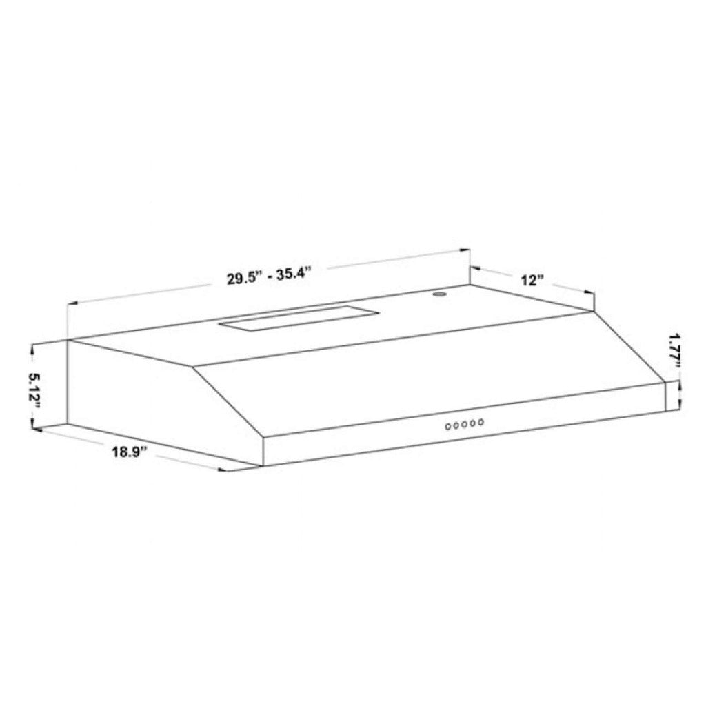 ZLINE 30 Inch 280 CFM Stainless Steel Ducted Under Cabinet Range Hood - Hardwired Power (Model 615 30) for Modern Kitchen Ventilation & Smoke Removal