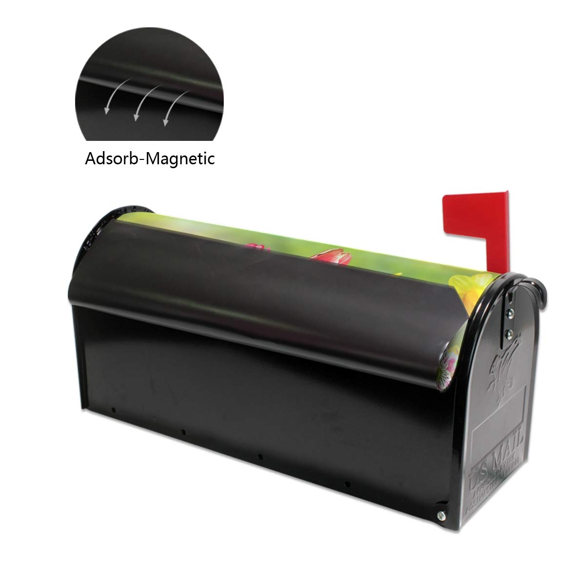 WOOR Spring Flowers Magnetic Mailbox Cover - Daffodils & Tulips Design, Standard Size 18