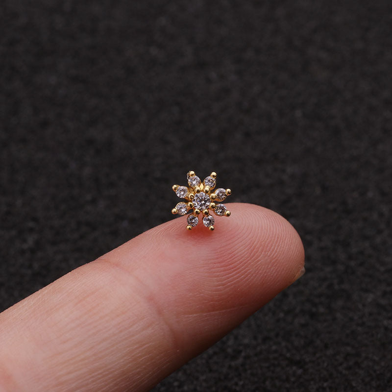 20G Cartilage Tiny Stud Flower Earrings for Women - HSPJ1944 | Dainty Floral Studs for Everyday Wear, Gifts & Special Occasions