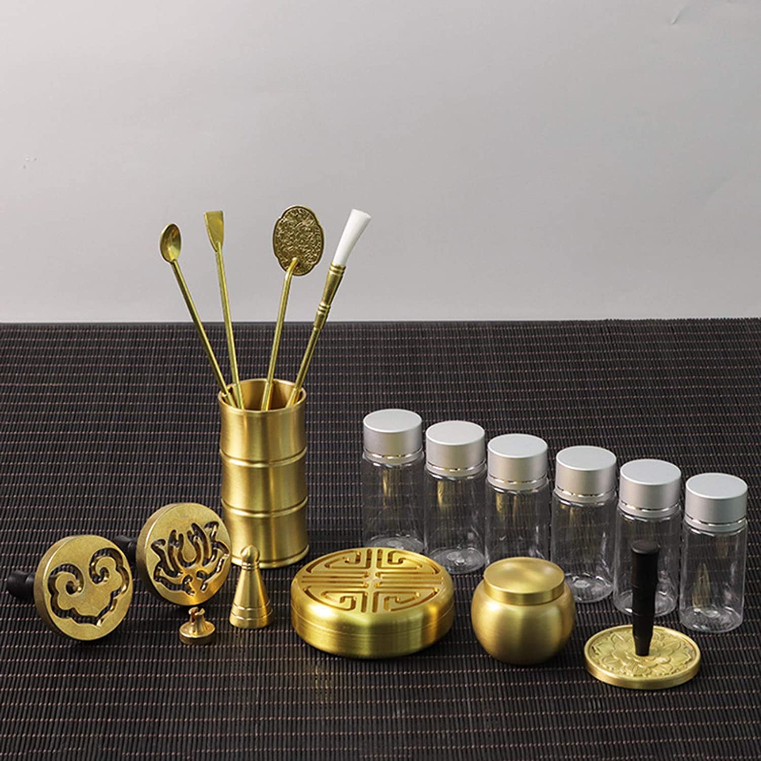 Premium 18-Piece Brass Incense Tools Set - Cone Press, Spoon, Shovel & Brush for Aromatherapy, Yoga & Meditation | Handcrafted Incense Making Kit for Spiritual Relaxation & Home Decor