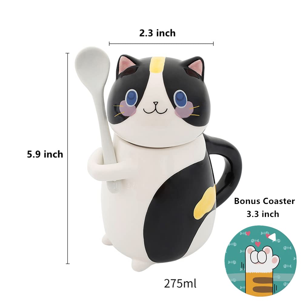 Floette Cute Cat Ceramic Coffee Mug - 12oz Novelty Tea Cup with Cat Design - Perfect Gift for Cat Lovers, Cat Owners & Coffee Enthusiasts - Ideal for Home, Office, Gifts & Cat-Themed Parties (A02)