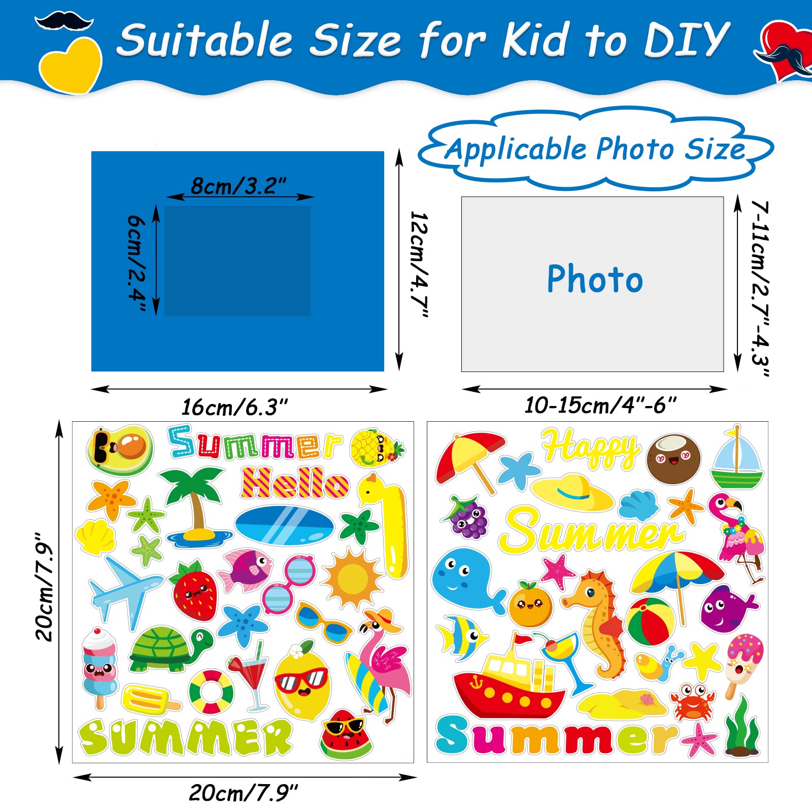 30 Pcs Summer Craft Kits for Kids - DIY Paper Picture Frame Art Projects for Preschool, Kindergarten Classroom Activities - First Day of School, Summer Party Favors, Home Decor & Indoor Games