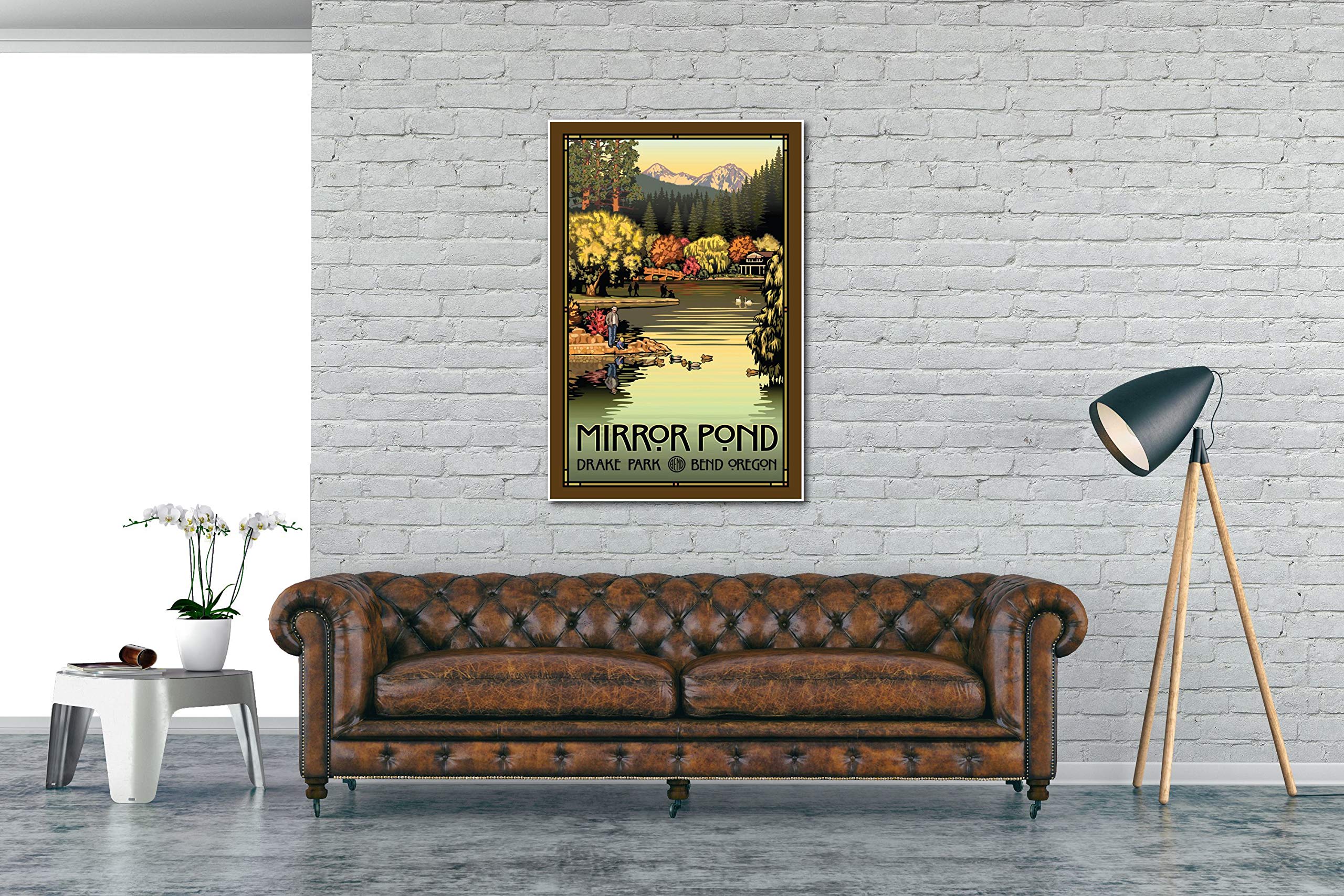 Paul Leighton Mirror Pond Autumn Giclee Art Print - 30x45 Inch Travel Landscape Wall Decor - Perfect for Living Room, Bedroom & Office